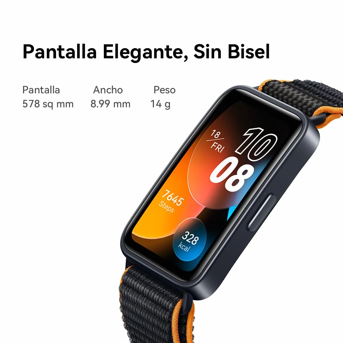 HUAWEI Band 8 (w Meksyku), 2-tygodniowy długi czas trwania Smartwatch, SMS/Whatsapp, Smart Band, kompatybilny z Androidem i iOS, pomarańczowy