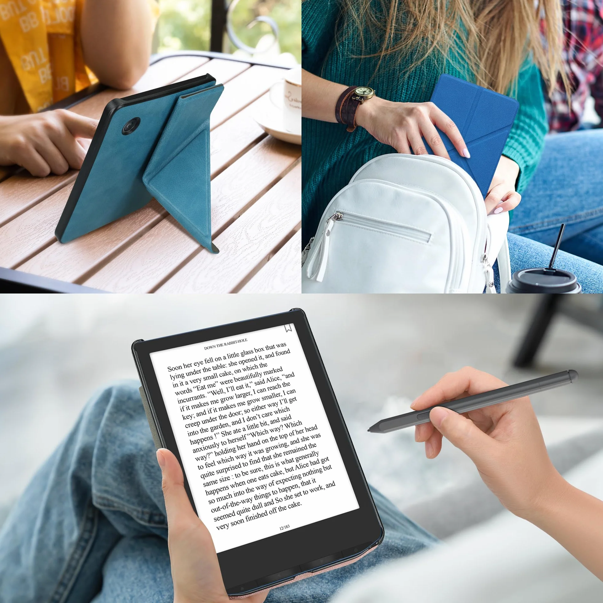 kwmobile Etui Kompatybilne z Pocketbook InkPad 4 / Color 3 / Color 2 / Vivlio InkPad 4 / InkPad Color 3 Etui - Magnetyczne Etui z Klapką na Tablet eReader Skóra syntetyczna - Petrol
