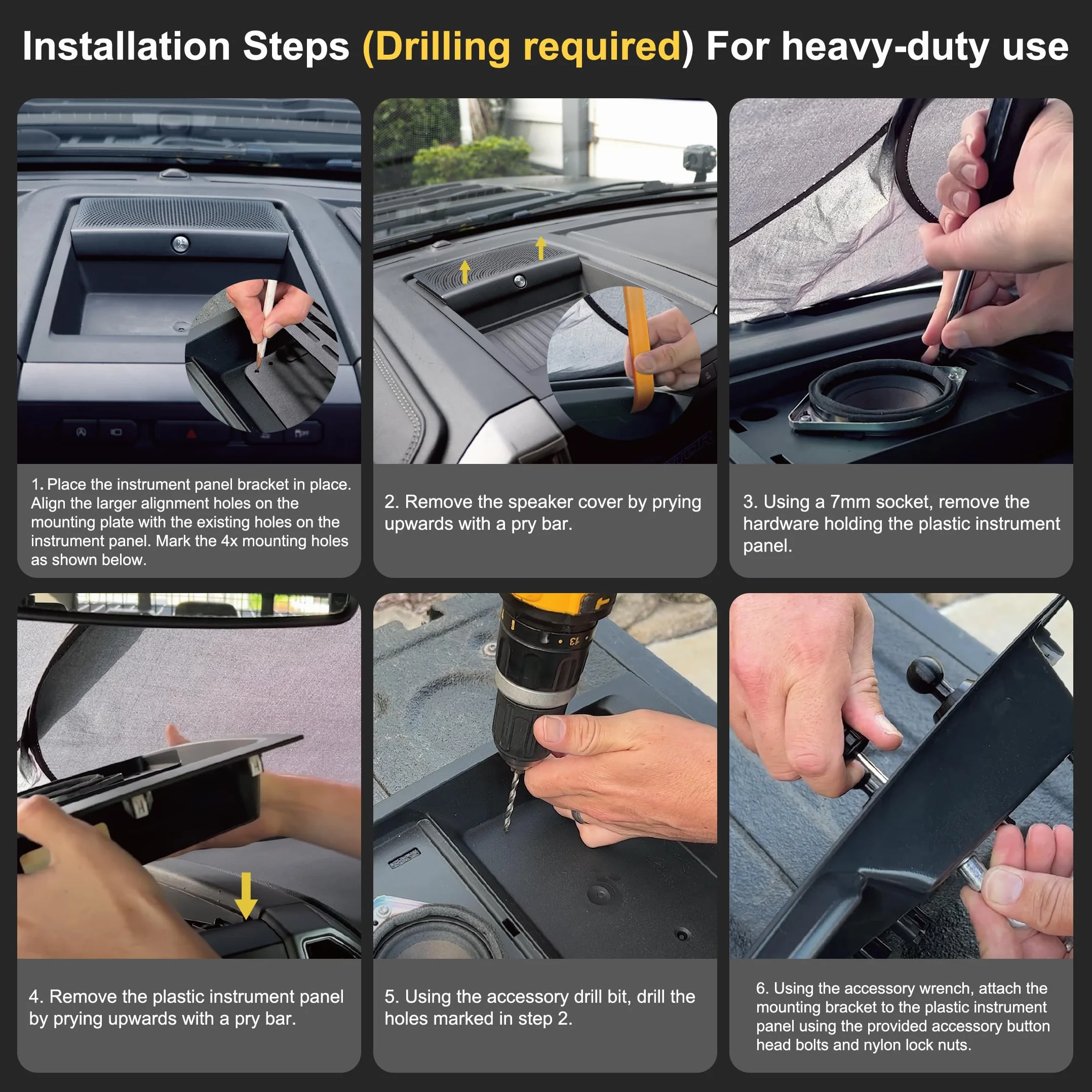Surfcabin Uchwyt na telefon do deski rozdzielczej do 2015-2020 F150 2017-2022 F250 F350 metalowy uchwyt montażowy do większości telefonów komórkowych