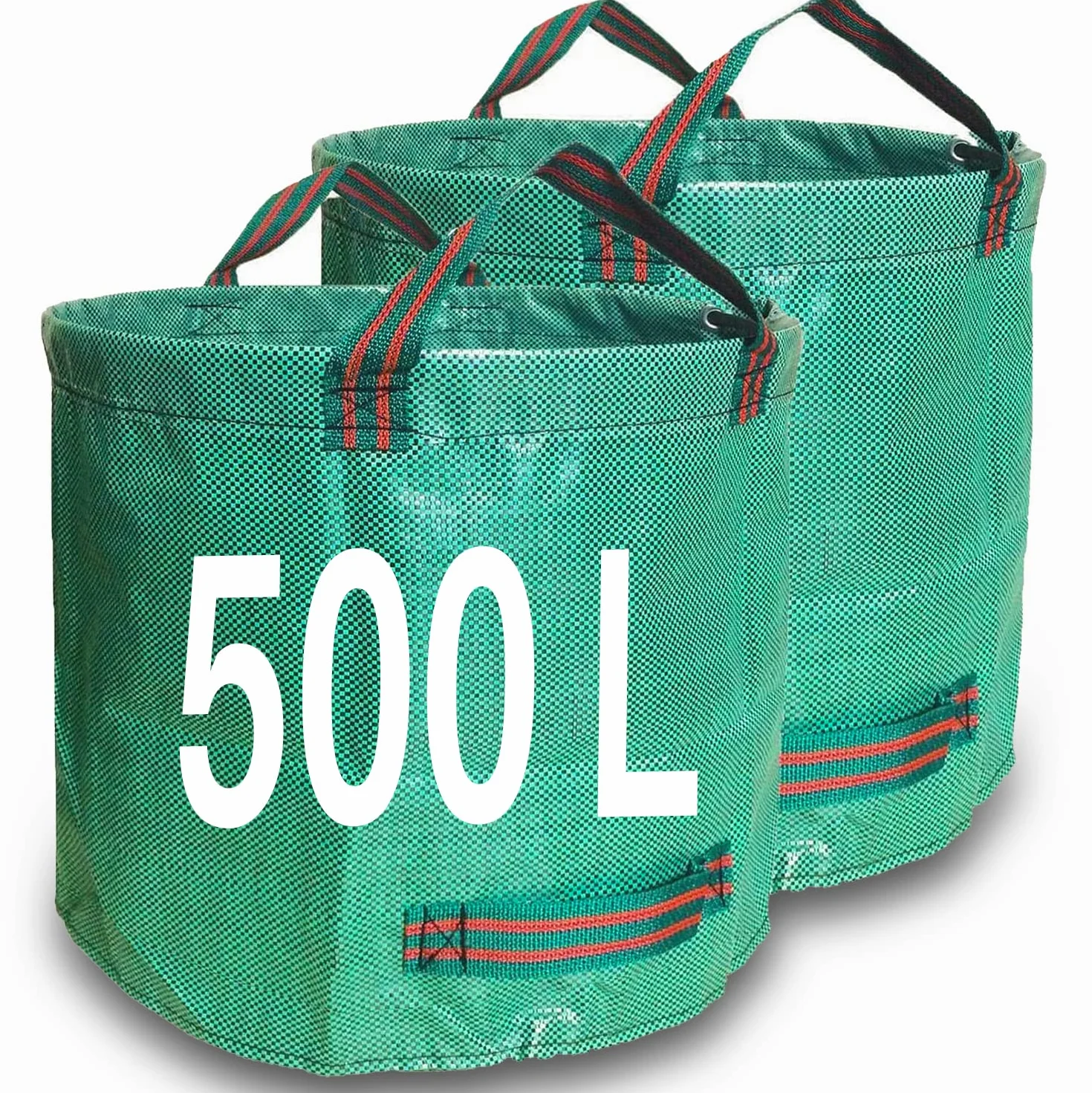Singwow Worki na odpady ogrodowe 500 l x 2 wytrzymałe wielokrotnego użytku z uchwytami