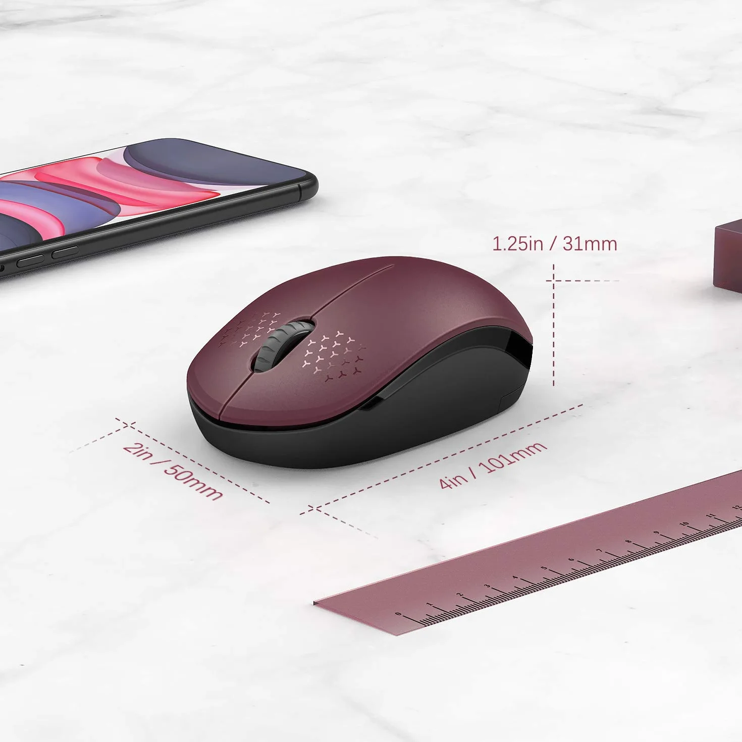 seenda Bezprzewodowa mysz, 2,4 G, bezgłośna mysz z odbiornikiem USB, przenośna mysz komputerowa do komputera, tabletu, laptopa, czerwona i czarna