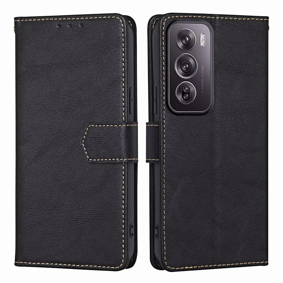 RankOne Etui do OPPO Reno12 Pro 5G / OPPO Reno 12 Pro 5G (6,7 cala), skórzane etui z klapką z portfelem, magnetyczne etui na książkę - czarne