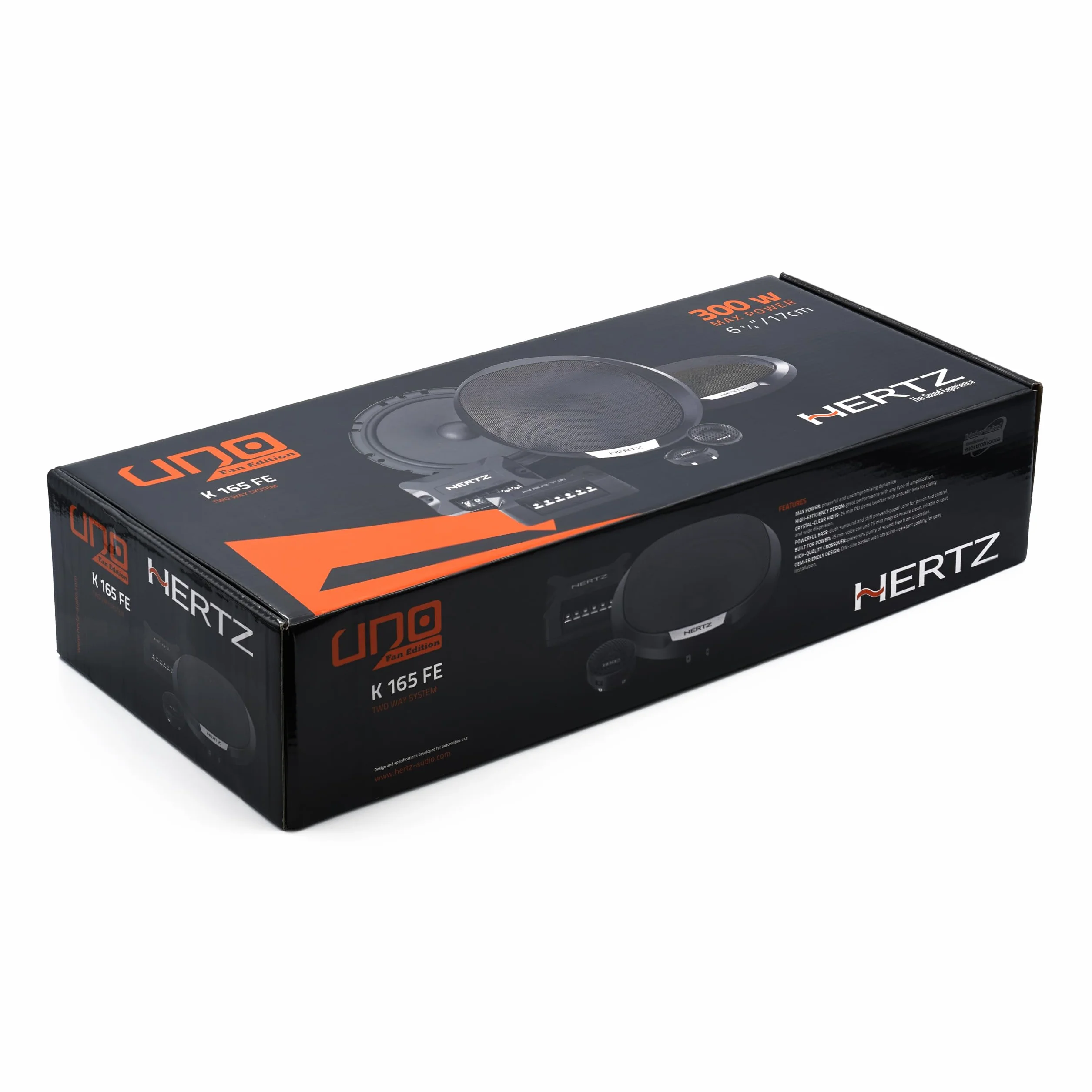 Hertz K 165 Fan Edition 2-drożny zestaw głośników niskotonowych 165/170 mm, 24 mm głośnik wysokotonowy i wbudowany crossover, 300 W Peak, 4 omy, kratki w zestawie i łatwa instalacja