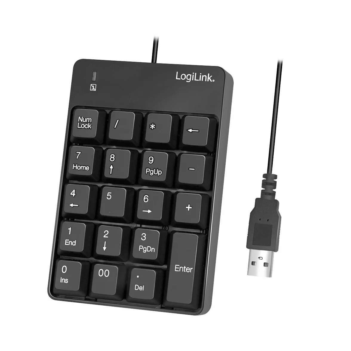 LogiLink ID0184 numeryczna klawiatura dodatkowa ze złączem USB ze wskaźnikiem aktywności LED, czarna