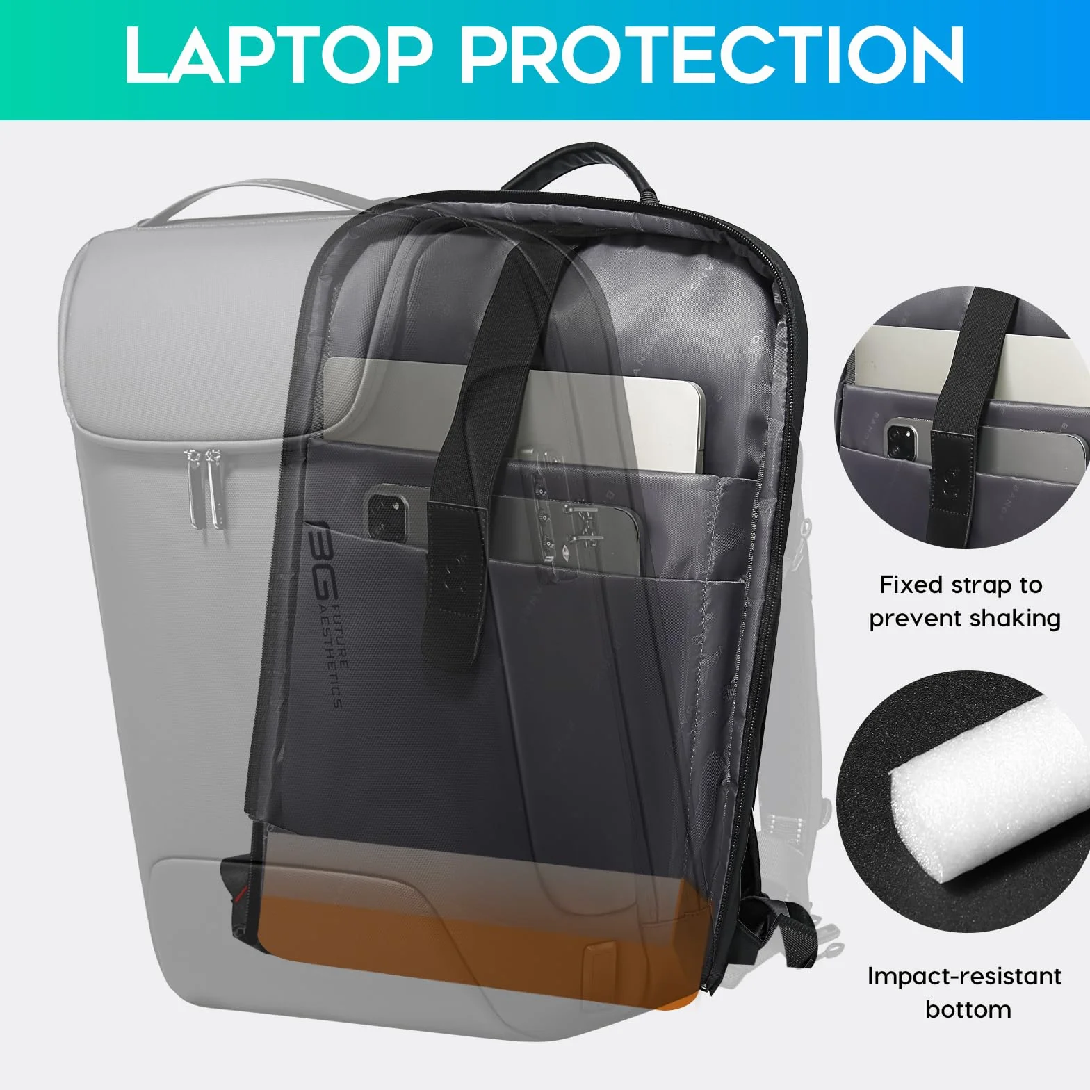 BG Męski plecak antykradzieżowy, wodoodporny, modny plecak podróżny, zaawansowany technologicznie plecak z portem ładowania USB 3.0, biznesowy plecak na laptopa pasuje do notebooka 17,3 cala