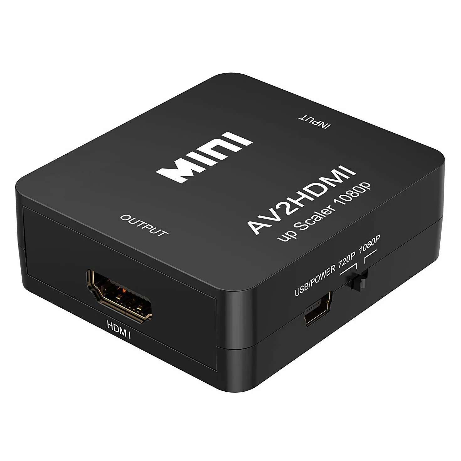 Konwerter RCA na HDMI, 1080P RCA Composite CVBS AV na HDMI Video Audio Konwerter adapter do PS1/PS2/Wii/Xbox/SNES/VHS/VCR/DVD, obsługuje PAL/NTSC z kablem sieciowym USB