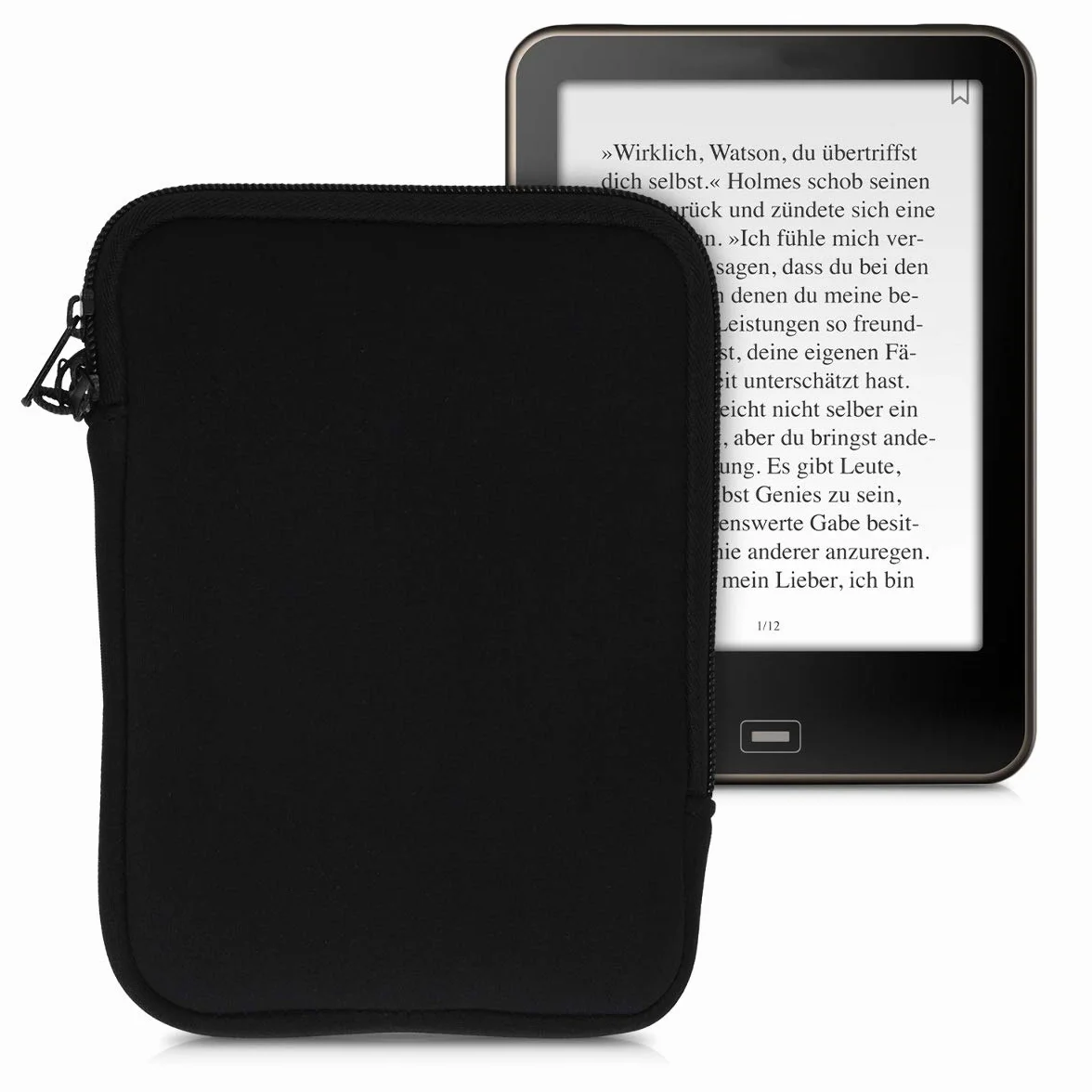 kwmobile Neoprenowe etui na czytnik e-booków rozmiar 15.2 cm – uniwersalne etui na e-booki z zamkiem błyskawicznym – czarne