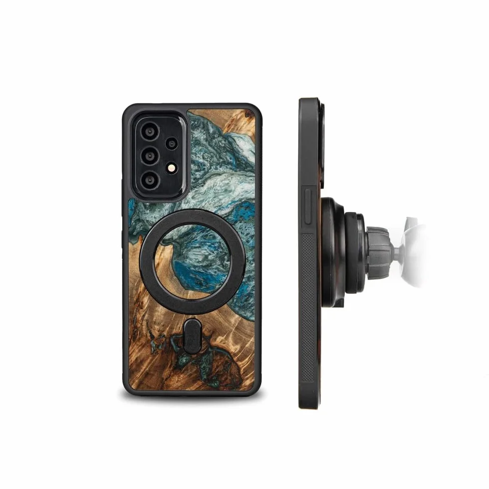 Unikalne etui ochronne z prawdziwego drewna, kompatybilne z Samsung Galaxy A53 5G, motyw planety Ziemi, naturalne drewno, ręcznie wykonane, odporne na uderzenia, matowe polerowanie