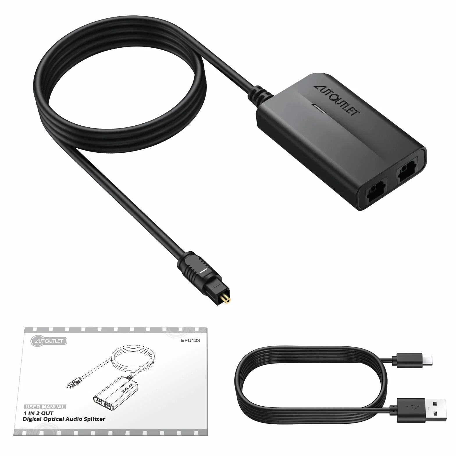 AUTOUTLET 2 way Spdif Toslink Optical Digital Audio Splitter