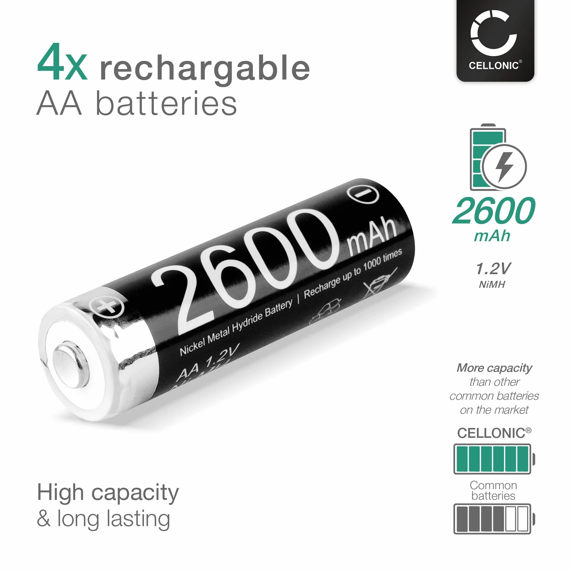 CELLONIC® Wysokiej jakości akumulator kompatybilny z Siemens Gigaset C620 / C620A / C620H (4 x 2600 mAh) akumulator zapasowy bateria