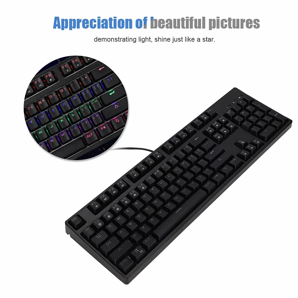KUIDAMOS M-8 104 Klawisze Klawiatura Mechaniczna Ergonomiczna Konstrukcja Przewodowa Podświetlenie RGB do Gier Biurowych Materiał ABS