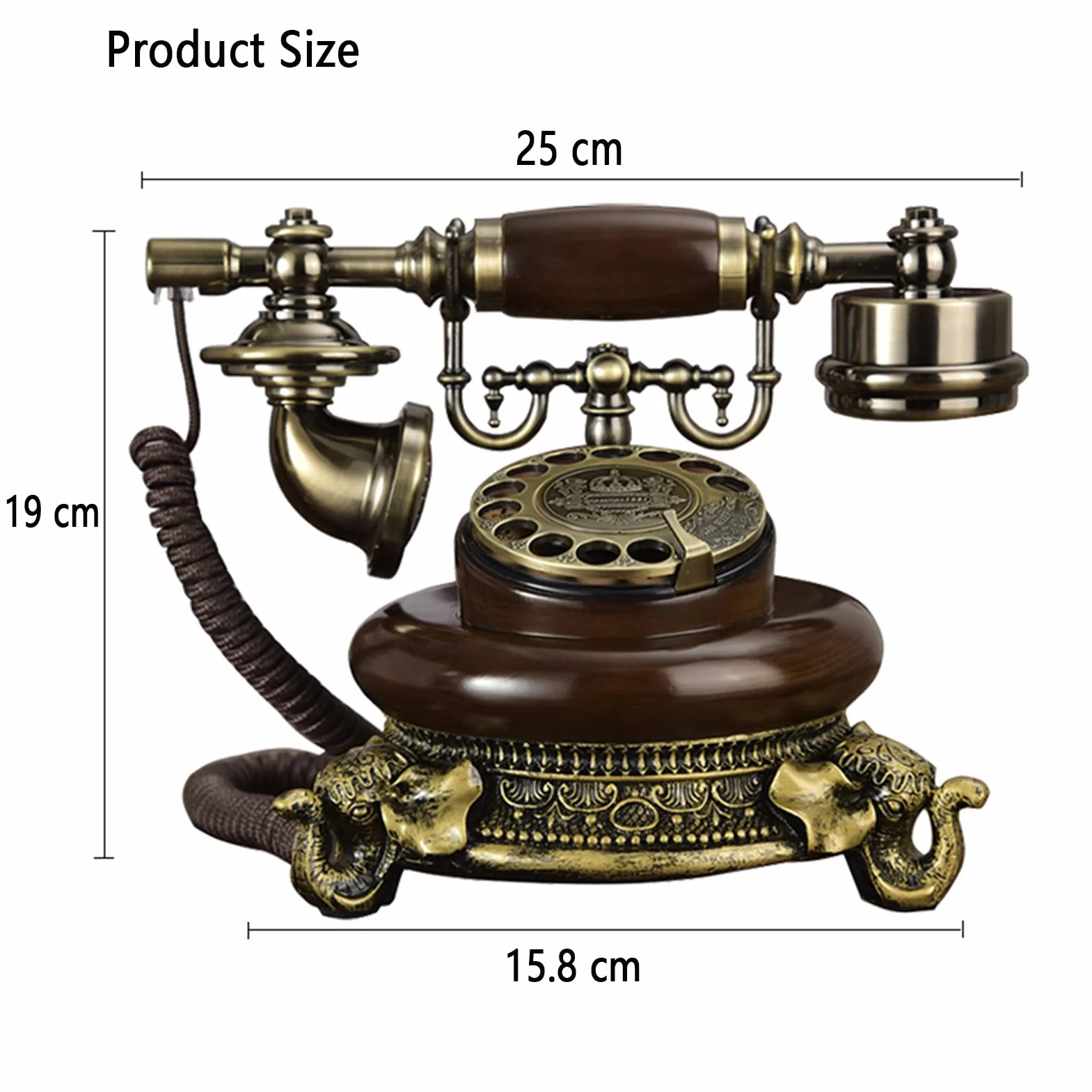 HJMMWT Retro przewodowy telefon stacjonarny, tarcza z funkcją ponownego wybierania, klasyczny stary dom mody, telefon biurowy, A