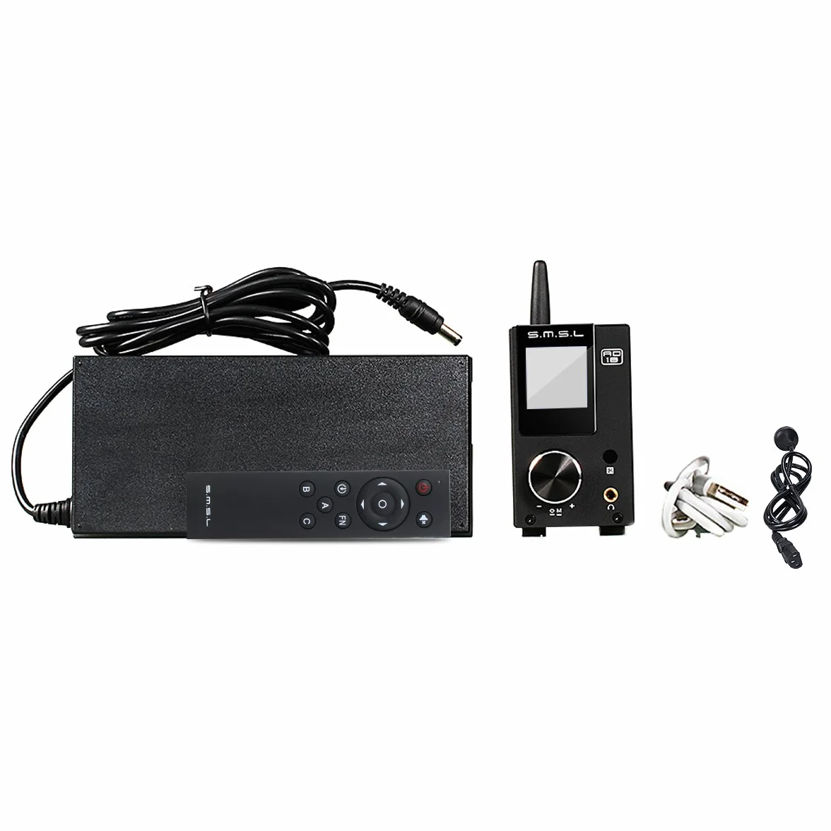 SMSL AD18 HiFI 80W x2 wzmacniacz audio stereo 2.1Digital Class D wzmacniacz | Bluetooth 4.2, obsługuje Apt-X, USB DSP, 2.1 subwooferowym, do głośników PC, 80 W x 2, Układy scalone TAS5508C i TAS5342