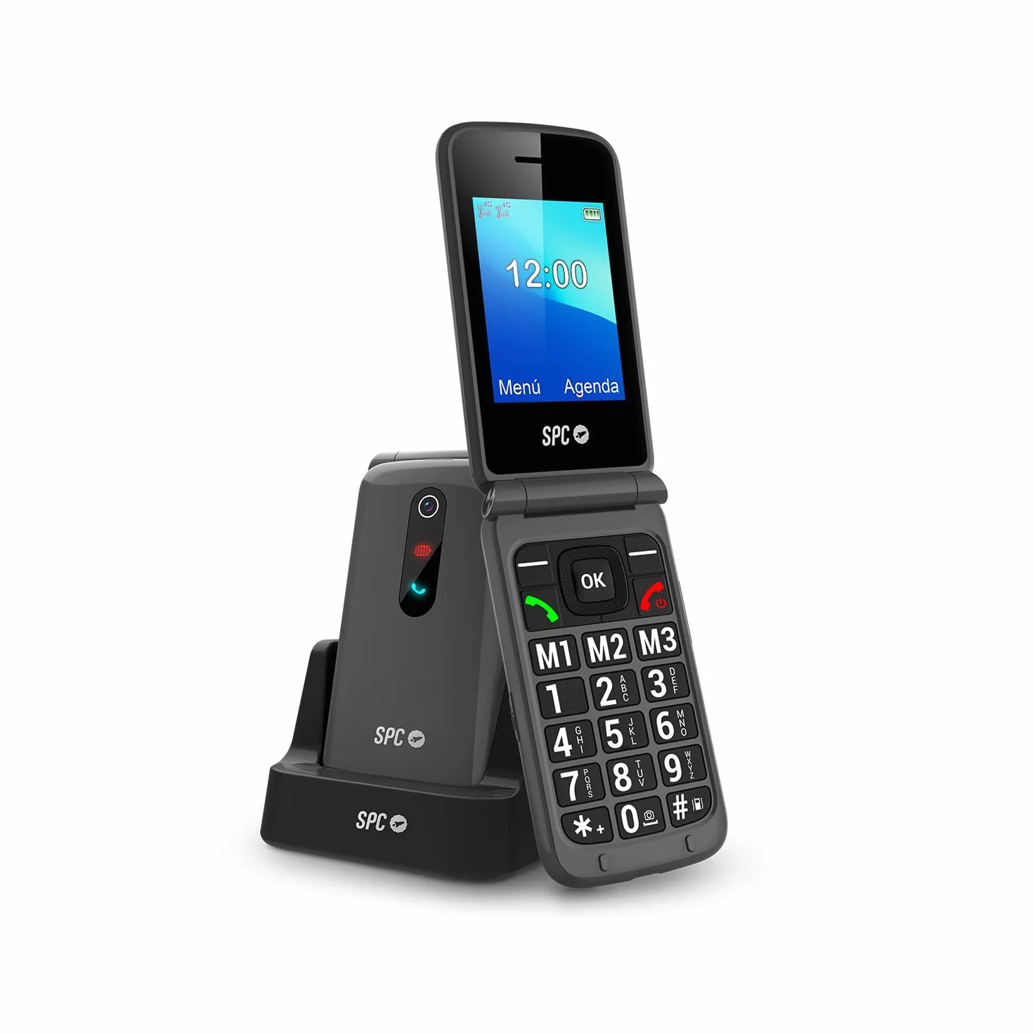 SPC Stella 3 – 4G telefon komórkowy dla seniorów z klapką | menu i duże przyciski | przycisk połączenia alarmowego, zdalna konfiguracja, kompatybilny z aparatami słuchowymi i głośnością 103 dB |