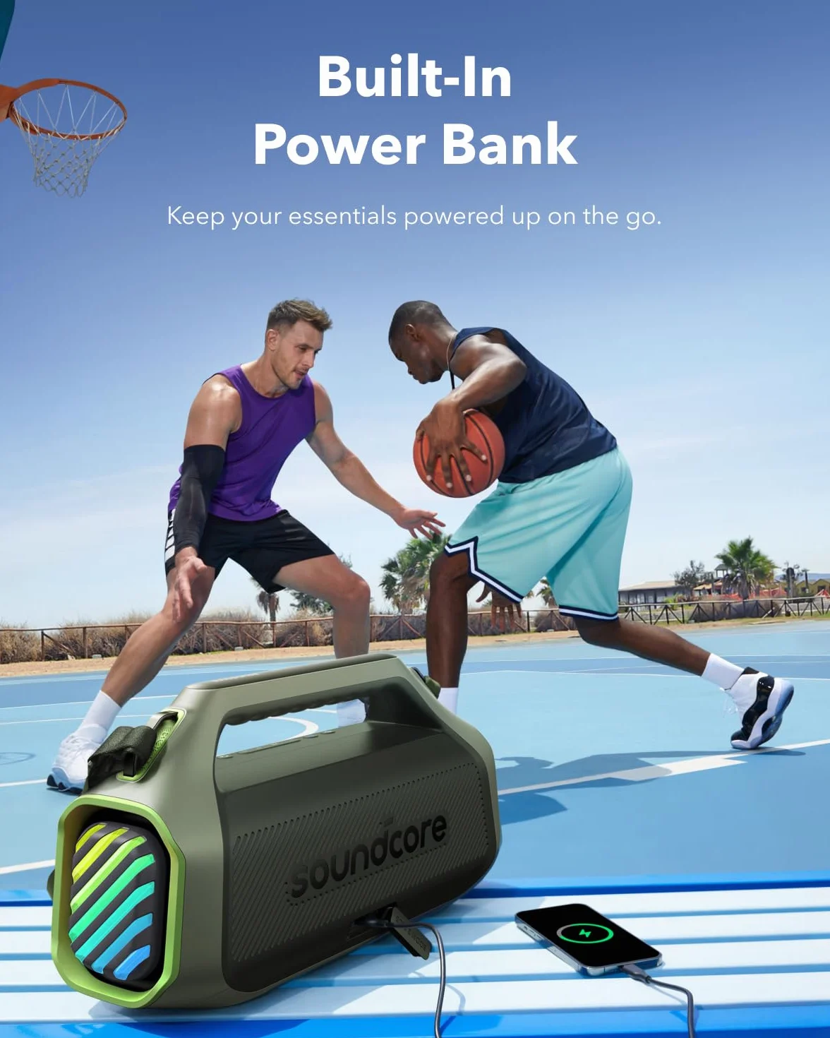 soundcore Anker Głośnik outdoorowy Boom 2 Plus(odnowiona), 140W,BassUp 2.0, szybkie ładowanie 30W, 20 godzin odtwarzania, wodoodporność IPX7, na kempingu, plaży i podwórku