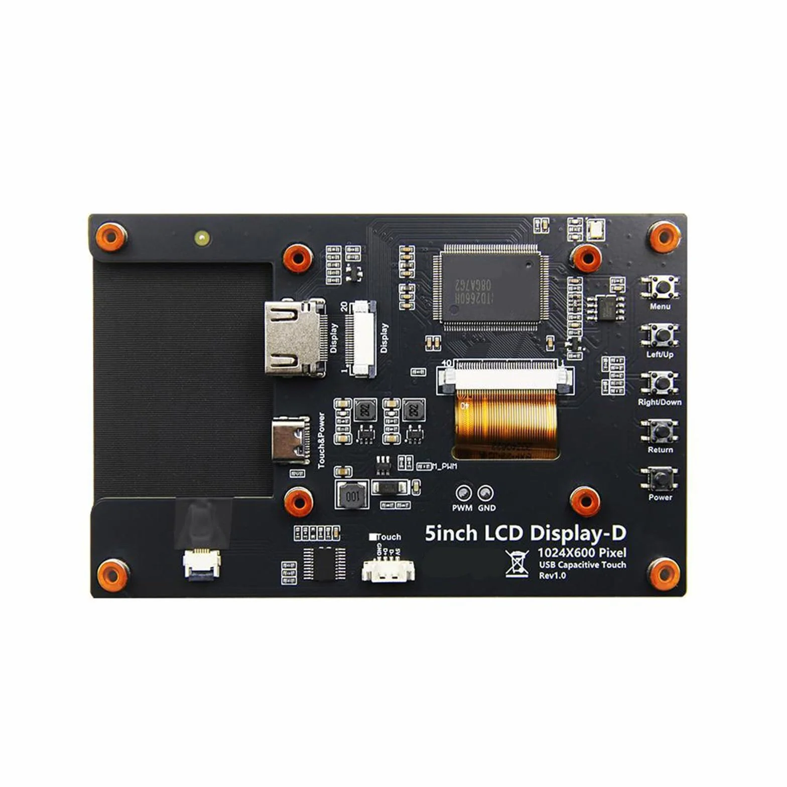 5-calowy ekran dotykowy panel monitora LCD pojemnościowy wyświetlacz dotykowy 1024x600 dla 5 3B+ 4B płyta rozwojowa pojemnościowy monitor USB