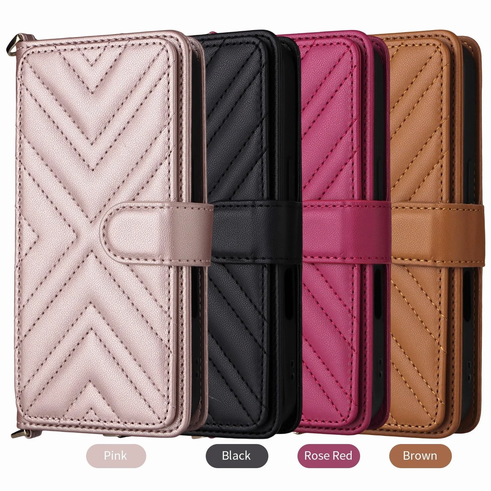 Generic etui kompatybilne z iPhone 15 (kolor: czarny) pasek skórzany portfel crossbody z klapką magnetyczne etui z tyłu