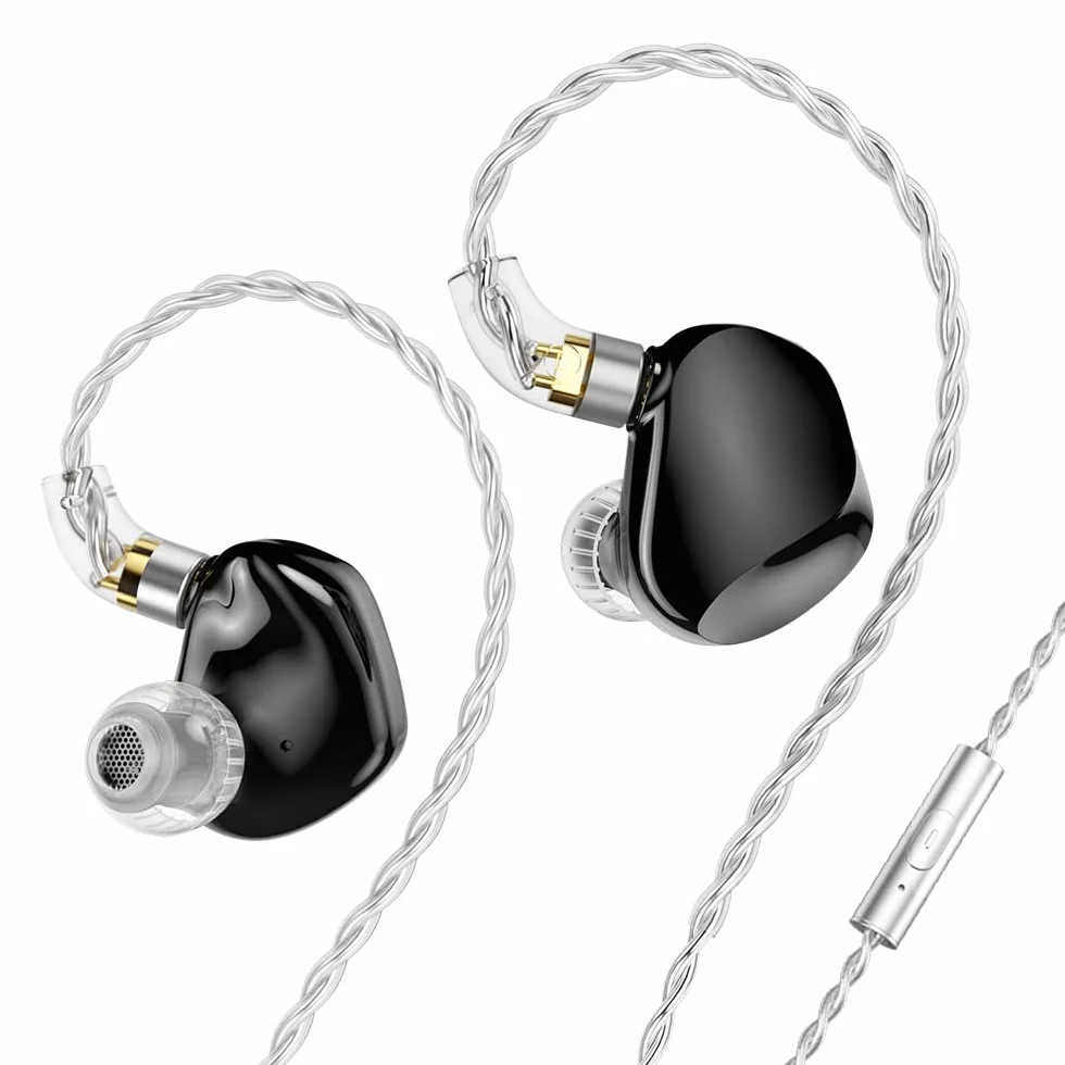 TRN VX PRO+10 mm podwójne magnetyczne flagowe słuchawki HiFi ergonomiczne zaprojektowane z odłączanym kablem 2-pinowym (gniazdo 3,5 mm + mikrofon / czarny)