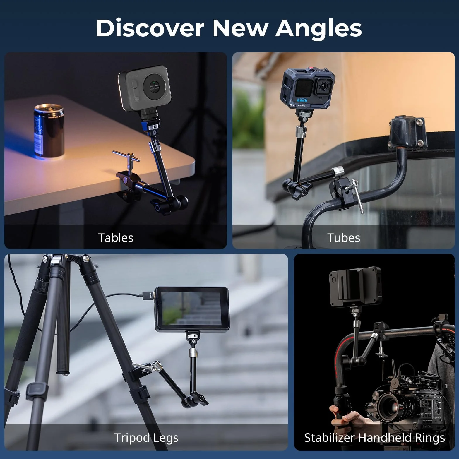 SMALLRIG Ramię Magic Arm 11 cali z zaciskiem w kształcie kraba, ramię ze śrubą 1/4"-20 i chowanymi bolcami, do kamer sportowych, monitorów, lamp wideo i mikrofonów - 5311