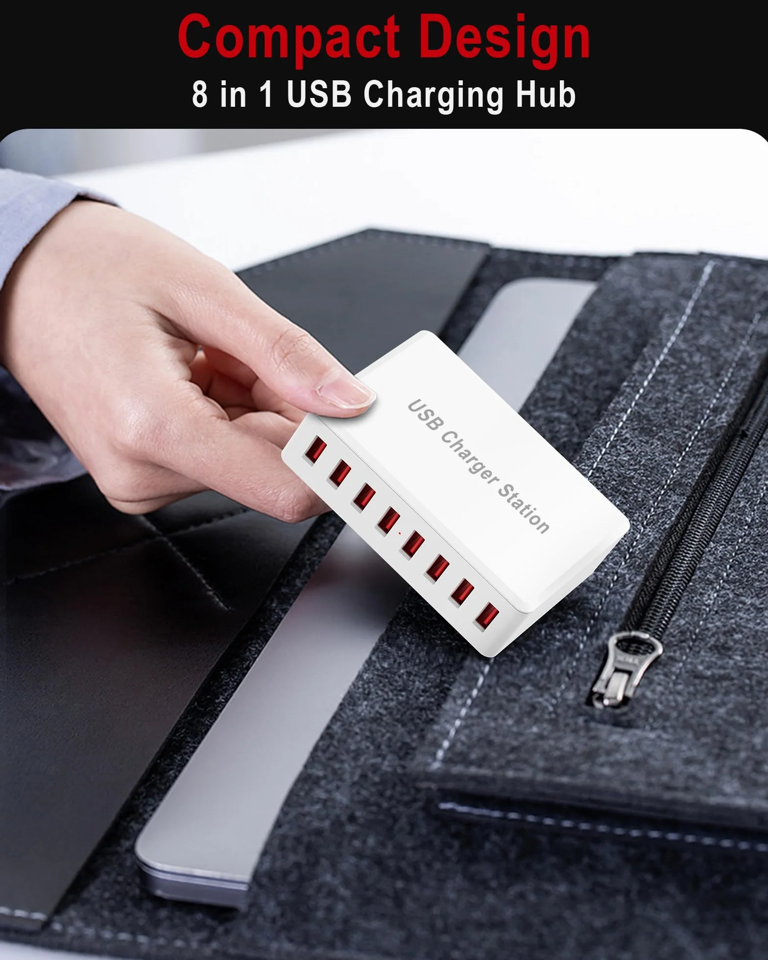 Ładowarka USB wielokrotna, Rsydmny 50W Ładowarka USB 8-portowy zasilacz USB, 5V 10A Stacja ładowania USB-A do wielu urządzeń, Stacja ładująca USB dla iPhone 15/14/13 Pro Max iPad Samsung S23, Huawei