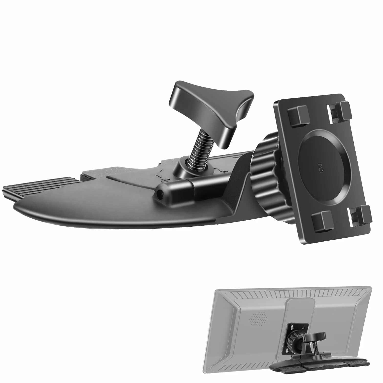 EEEKit Uchwyt do gniazda CD na ekran CarPlay, uchwyt do odtwarzacza CD i GPS obrotowy w 360°, kompatybilny z 7–10 calowymi przenośnymi monitorami, radioodbiornikami i ekranami stereo samochodowymi
