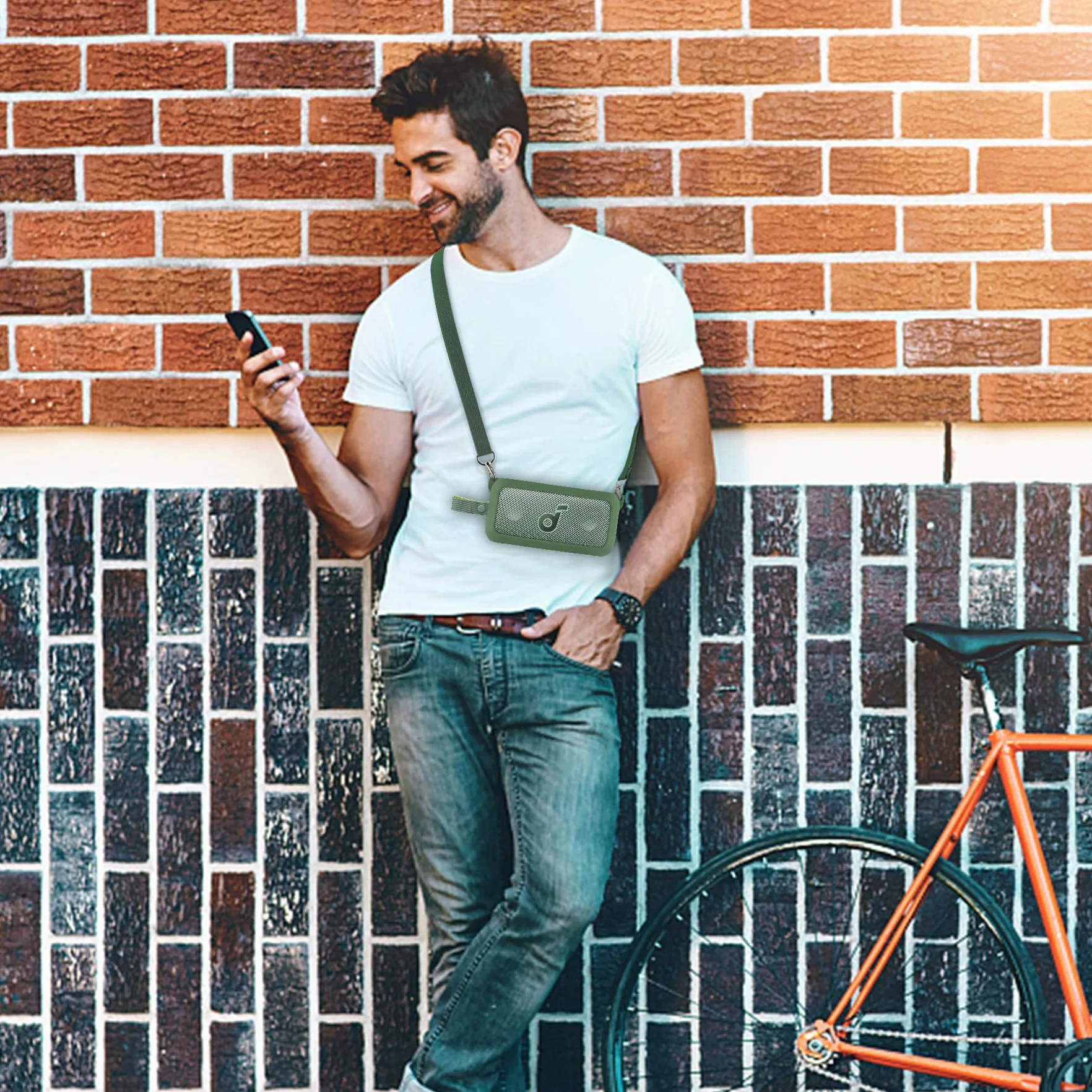 co2CREA Silikonowe etui z paskiem na ramię do głośnika Soundcore Motion 300 Hi-Res Bluetooth, bez głośnika