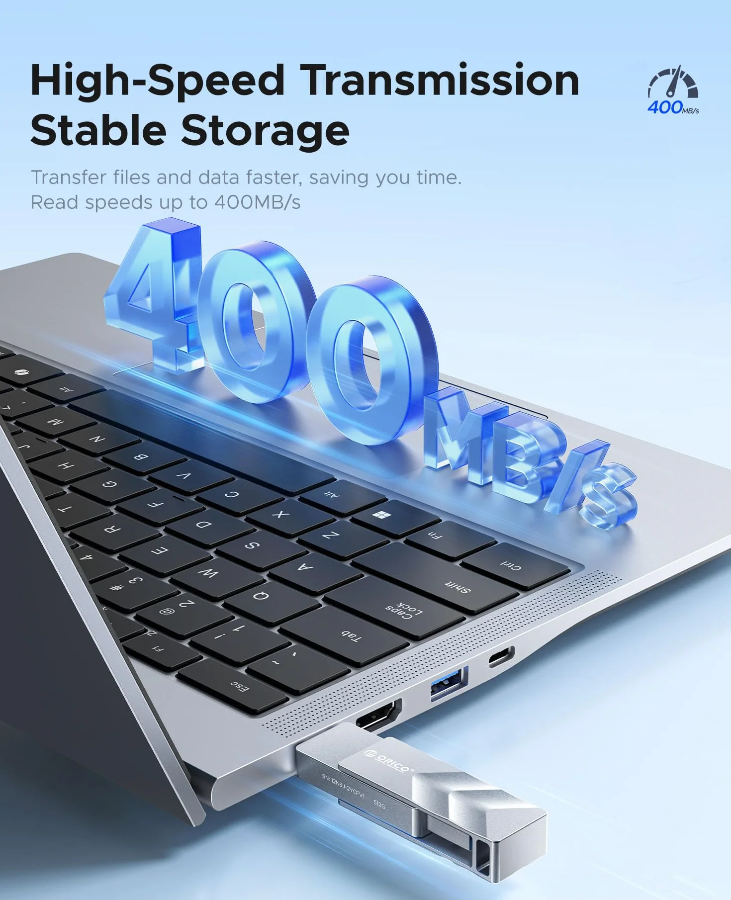 ORICO Dual Drive USB-C & A Stick 256 GB, 400 MB/s odczyt, pamięć USB | Zapis 150 MB/s, pamięć USB 3.2, obrotowa, metalowa obudowa, do smartfonów, iPhone 15/16/17, Android, PC, laptopów