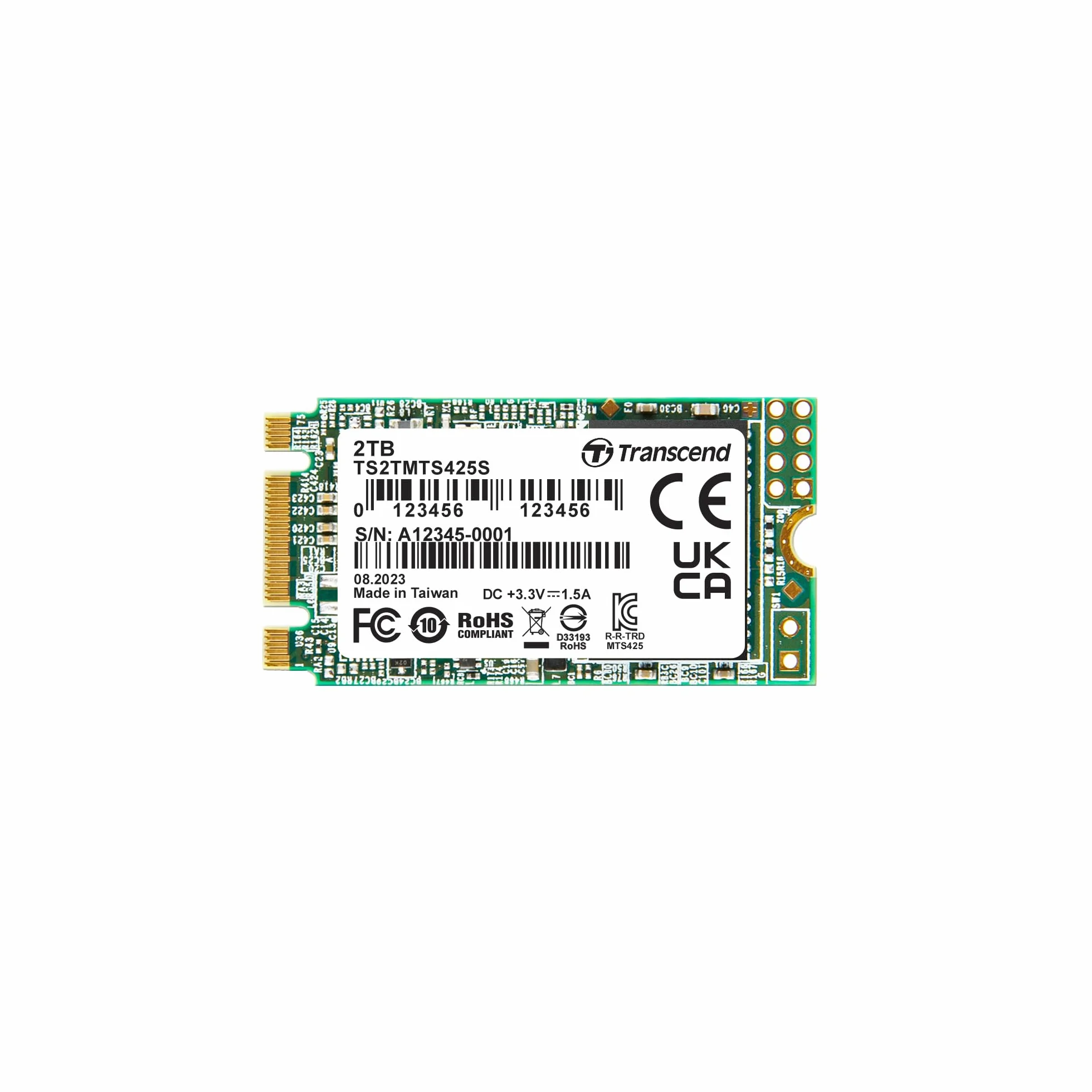 Transcend 2TB SATA III 6 Gb/s MTS425S 42 mm M.2 SSD (TS2TMTS425S)