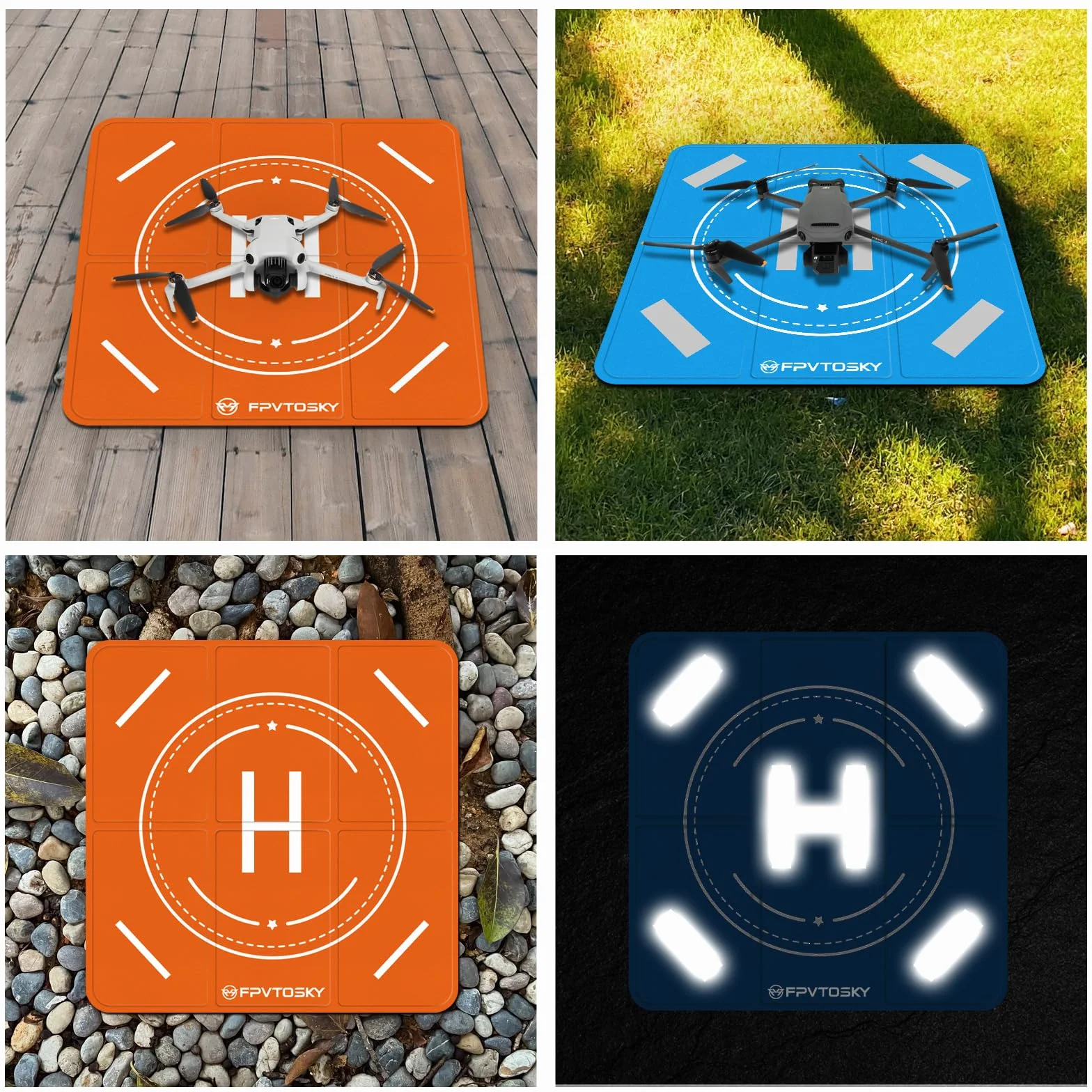 FPVtosky Składana podkładka do lądowania Helipad, 65 cm, ważona, kompatybilna z DJI Mini 3 Pro/Mini 2/Mavic 3, Air 2s/Avata/FPV/Phantom/Inspire