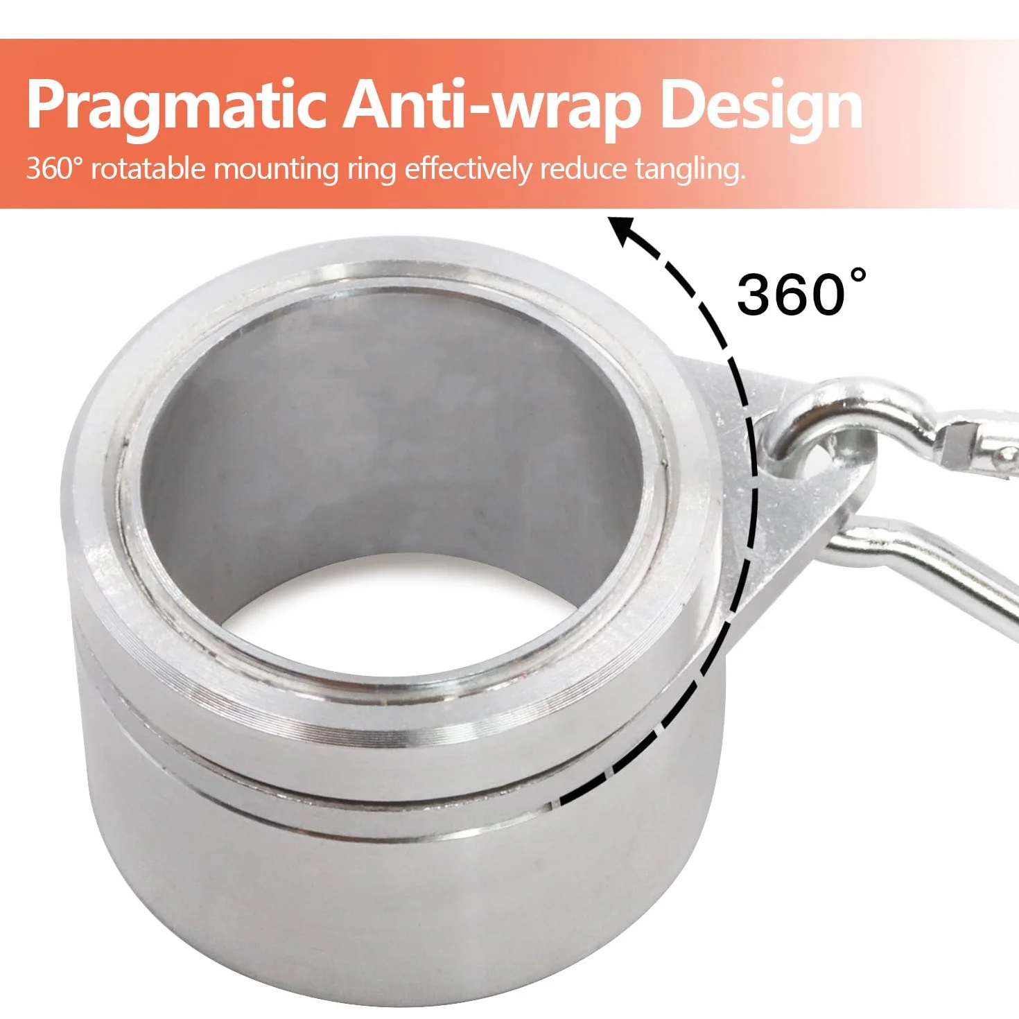 Anley 1-calowy zestaw aluminiowych pierścieni montażowych do masztu flagowego Anti Wrap 360° Obrotowy srebrny 2 szt.