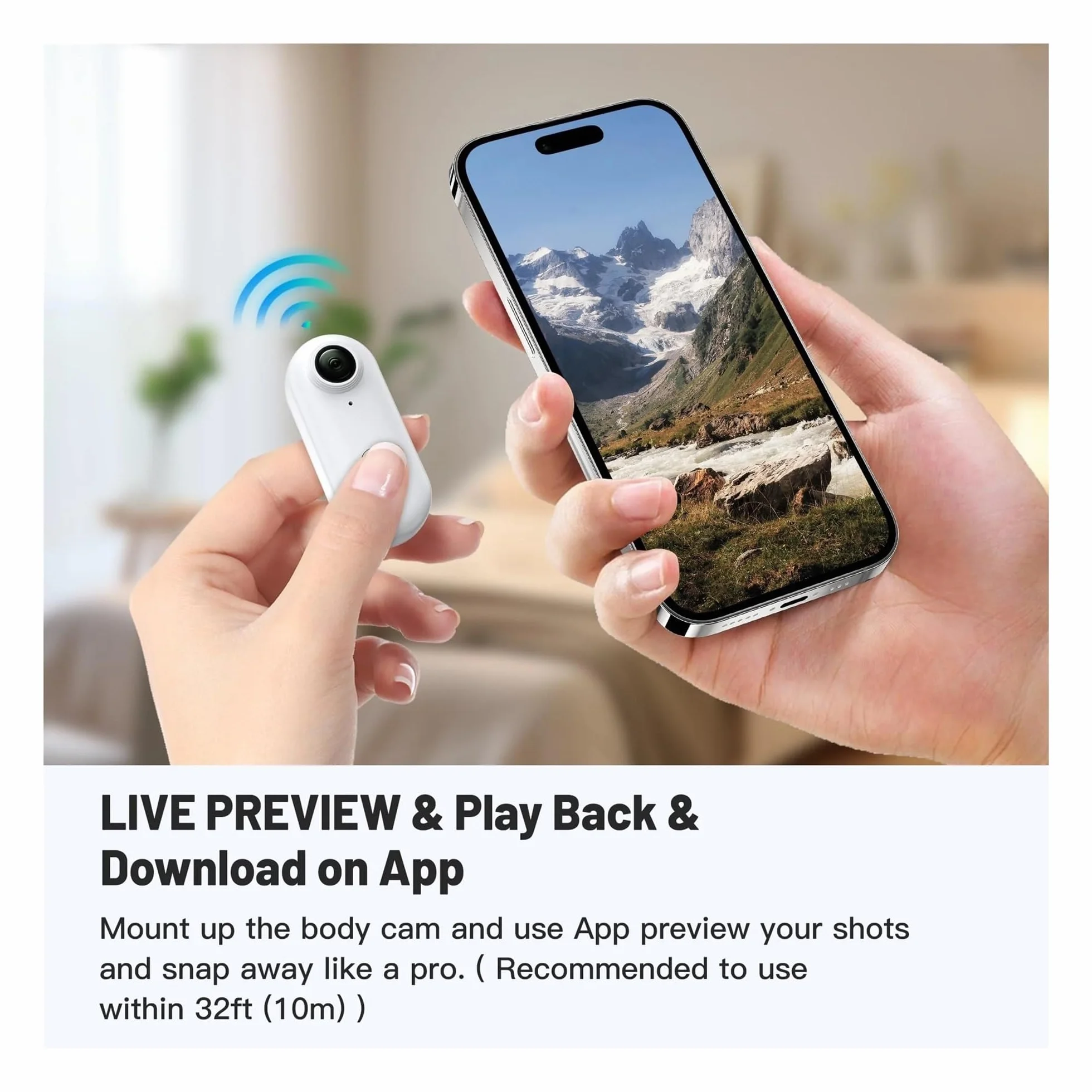 Kamera sportowa, Kamera sportowa 4K Outdoor Sports Action Wodoodporna Mini kamera Body Cam Rower Rejestrator wideo do jazdy na motocyklu Vlogging,do jazdy na rowerze, motocyklu(Add 64GB Card,1080P Wh