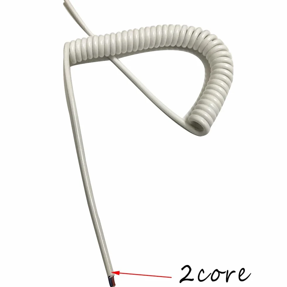 Zwijany przedłużacz, Biały 2-rdzeniowy spiralny kabel zasilający elastyczny 0,75mm kwadratowy elektryczny teleskopowy spiralny rdzeń miedziany kabel sprężynowy drut spiralny przedłużający(Undraw 3.75