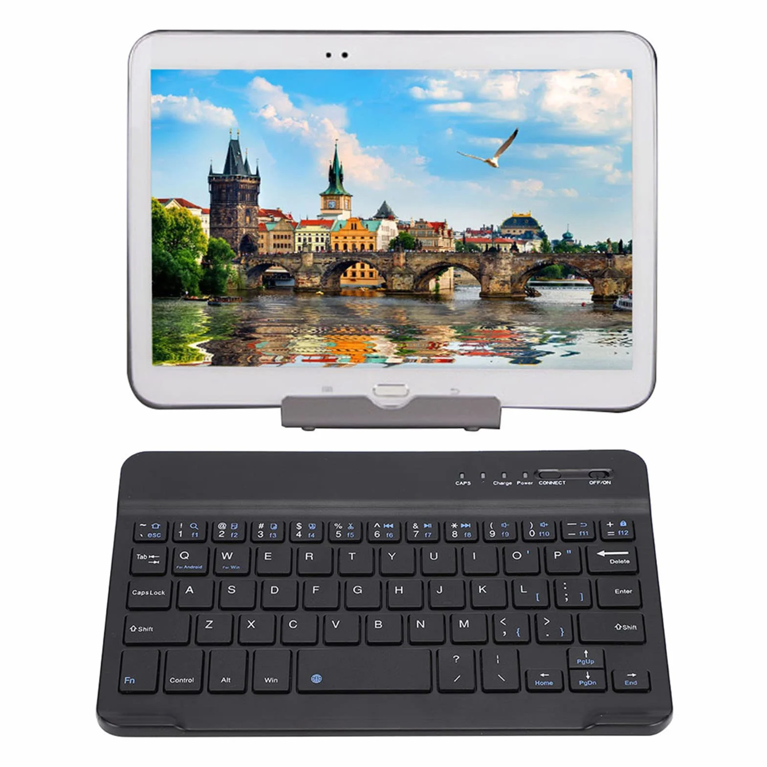 7-8 cali tablet, wąskie światło bezprzewodowa klawiatura Bluetooth dla Androida przenośna klawiatura iOS czarna klawiatura ze stopu aluminium iOS