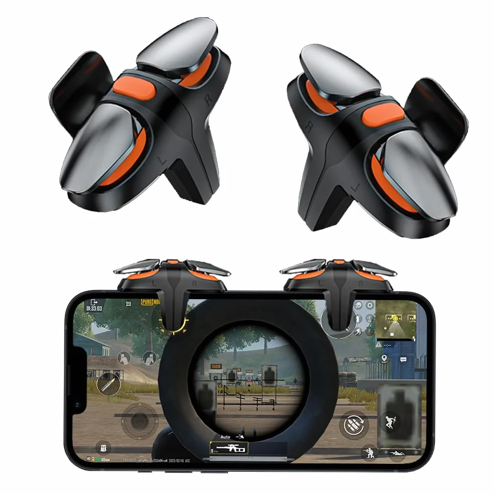 Ozkak Mobilny kontroler, wyzwalacz, joystick, gadżet gamingowy, L1R1, wyzwalacz, kompatybilny z PUBG COD iPhone, smartfonami z systemem Android i iOS
