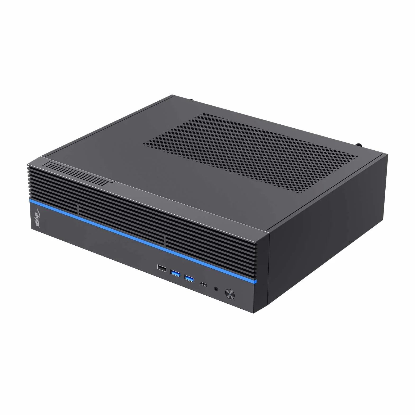 Akyga Obudowa Komputerowa SFF AK-302-01BL do Media Center Mini PC Micro ATX Mini ITX, USB-C + 2X USB 3.0 + USB 2.0, CTIA, Kensington, czarna, bez PSU