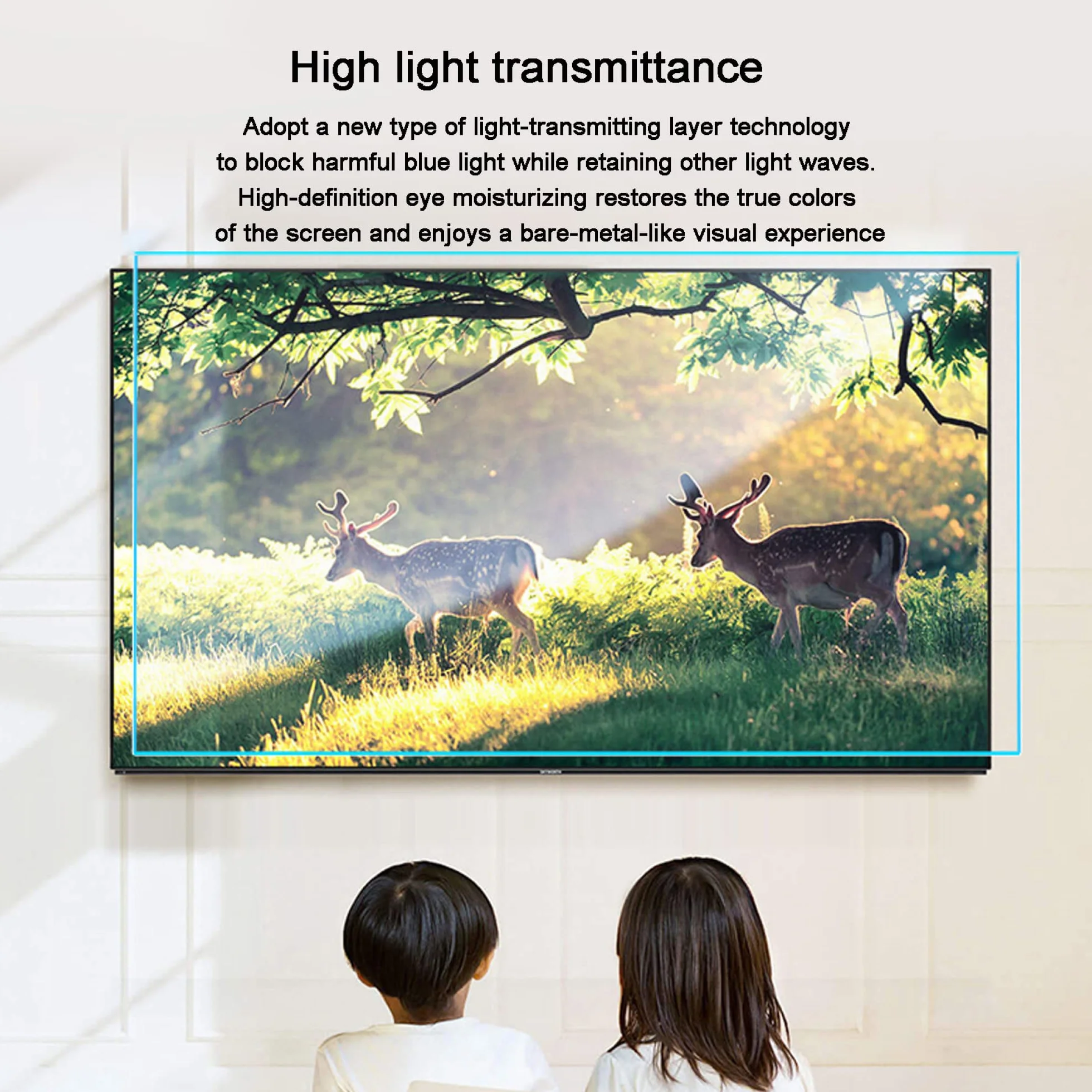 Osłona ekranu, Ochraniacz ekranu telewizora z przeciwodblaskowym wyświetlaczem LCD AntiBlue Light Matowa i ultraprzezroczysta folia chroniąca oczy(50in 1101x620mm)