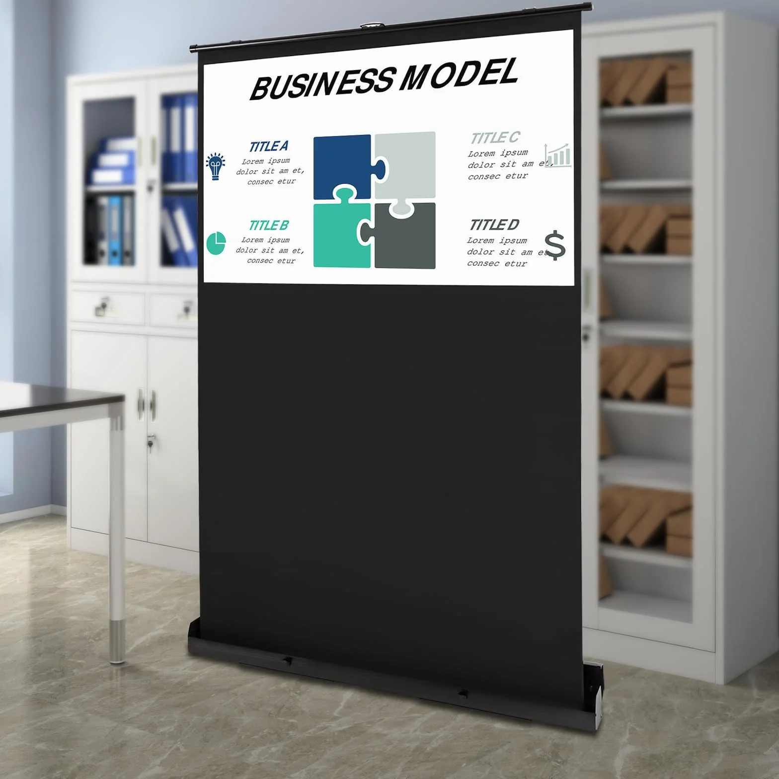 Ekran projektora na płótnie, ekran projekcyjny 60", wzmocnienie 1,2, obsługuje 4K i 8K, kąt widzenia 160°, 16:9, regulowana wysokość 80 cm, podstawa