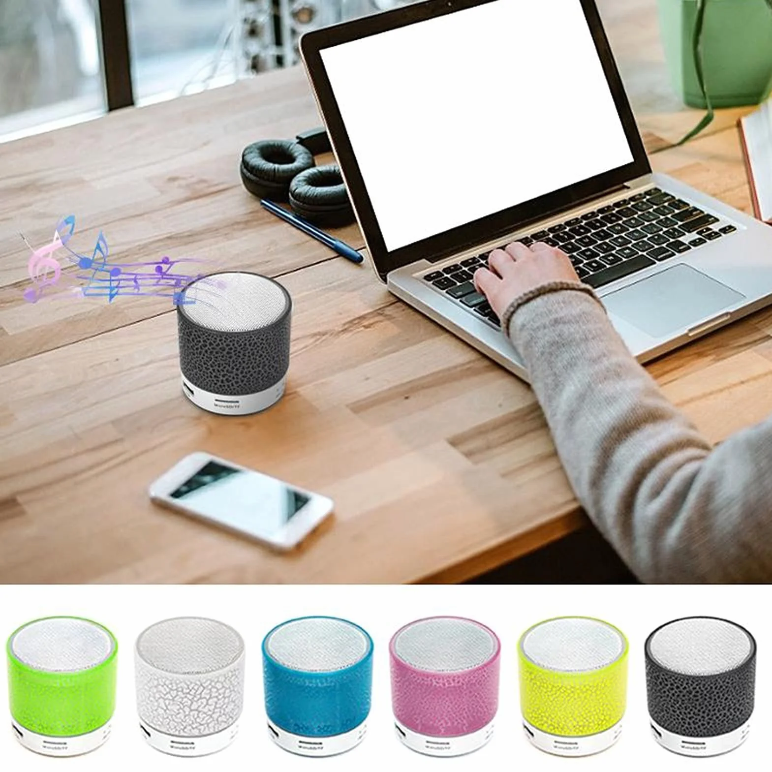 Głośnik Bluetooth Głośnik Mini głośnik bezprzewodowy Crack LED Karta TF Subwoofer USB Przenośna kolumna dźwięku muzycznego MP3 do głośników telefonu PC SP99 Mini głośnik (kolor: biały) little surprise