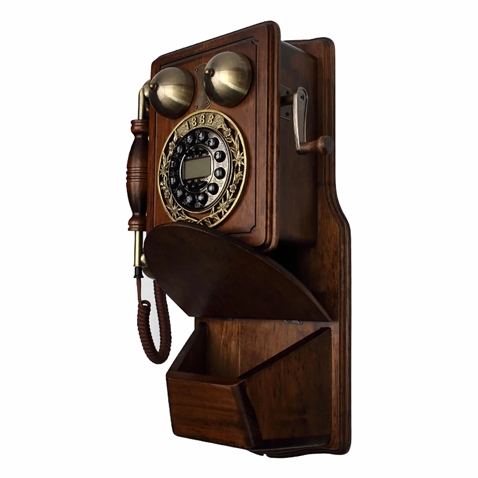 Telefon Zabytkowy, Telefony Stacjonarne Montowane Na Ścianie, Telefon Retro W Stylu Retro Z Mechanicznym Dzwonkiem I Funkcją Ponownego Wybierania Numeru, Telefony Stacjonarne Przewodowe, Ozdoba Do Do