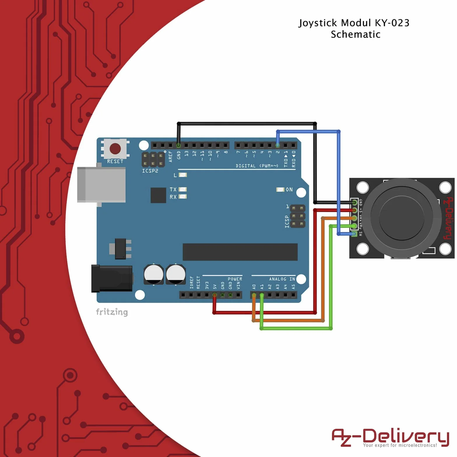 AZDelivery 3 x Joystick Moduł KY-023 kompatybilny z Arduino i Raspberry Pi, w tym E-Book!