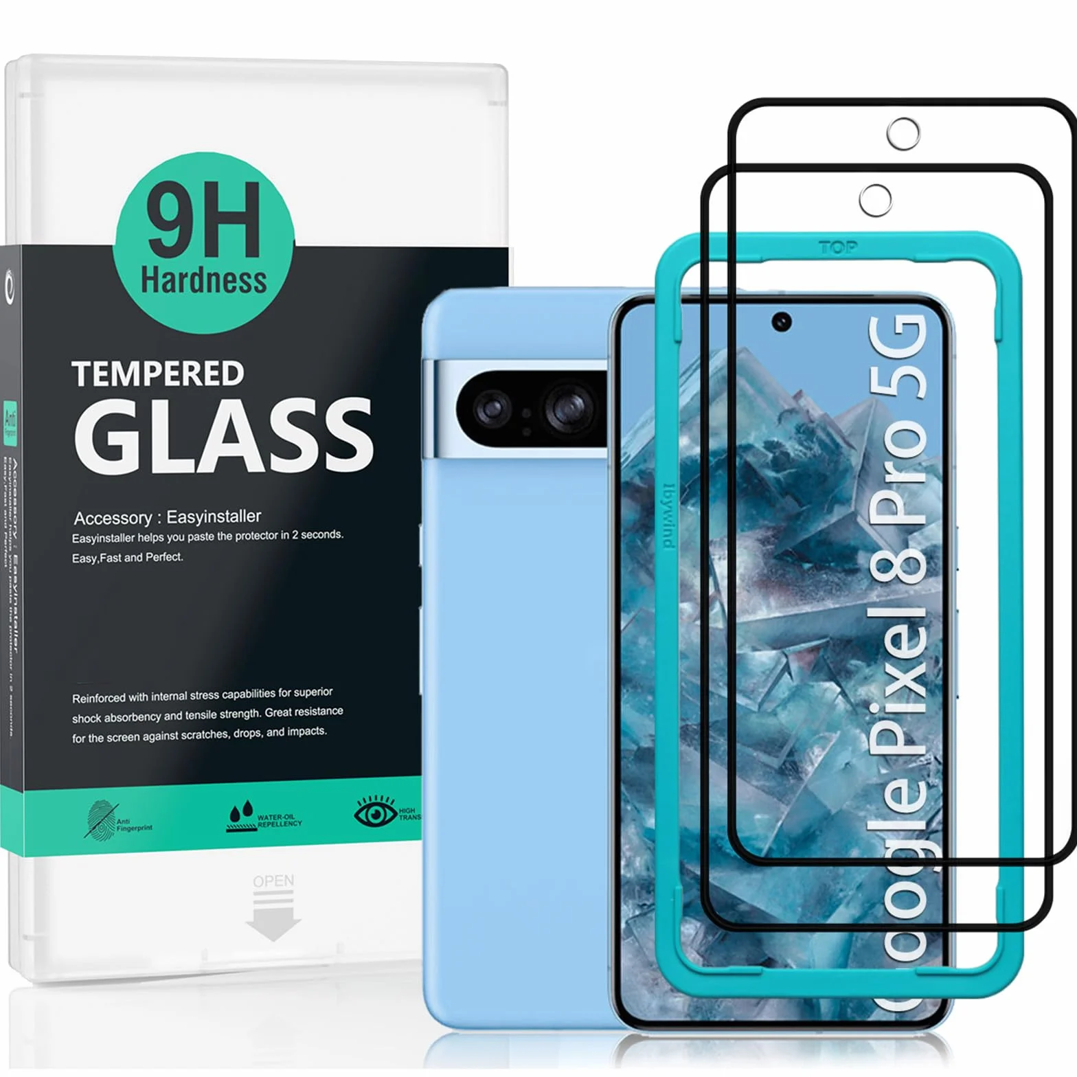 IBYWIND 2-pakowy ochraniacz ekranu do Google Pixel 8 Pro 5G 6,7 "(nie do Google Pixel 8 5G),szkło hartowane o twardości 9H, odporną na zarysowania