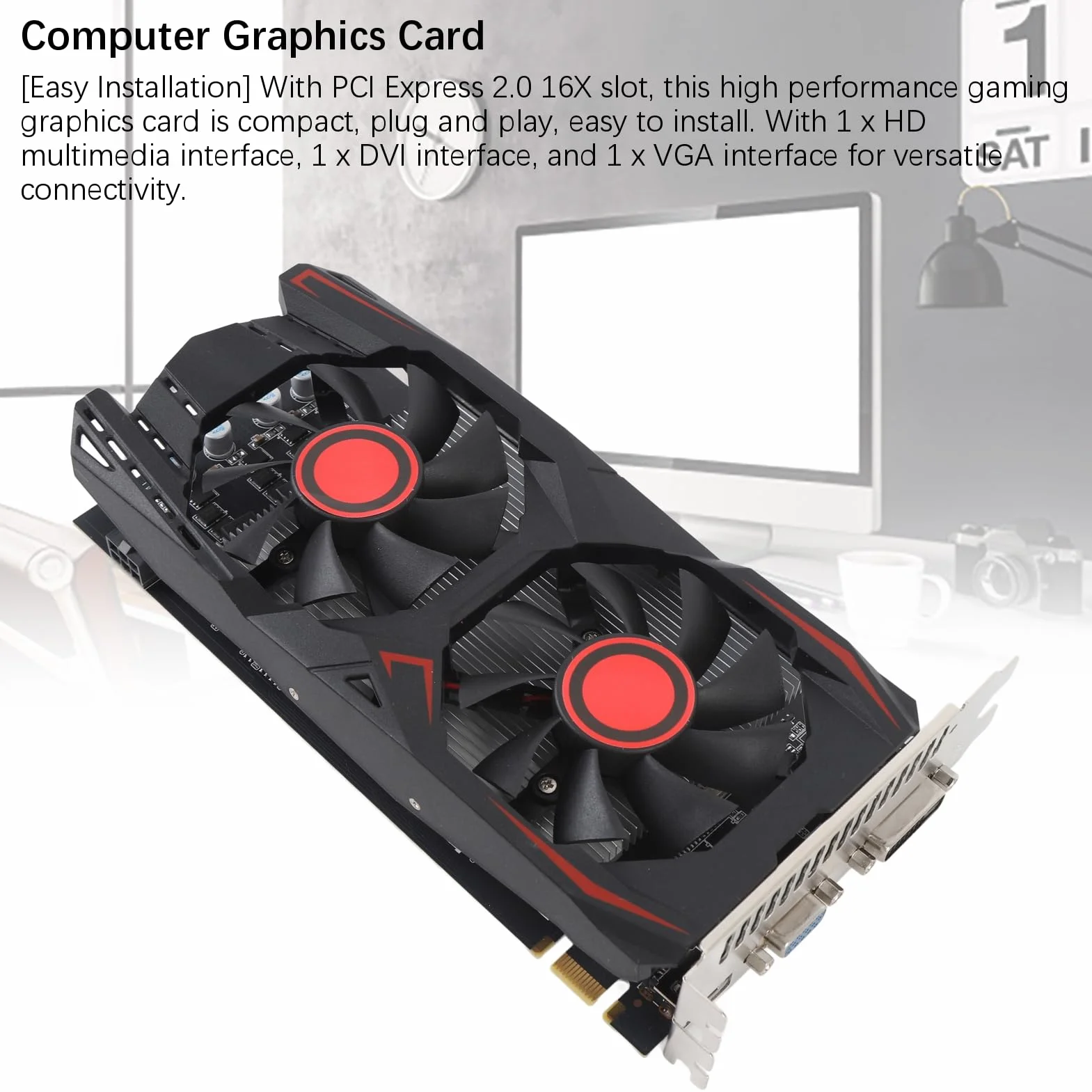 Karta graficzna GTX550TI 2GB D5 192bit PCI Express X16 2.0 z podwójnym wentylatorem do gier, obsługuje interfejs multimedialny DVI VGA HD (wyświetlanie 2 GB/rzeczywiste 6 GB RAM)