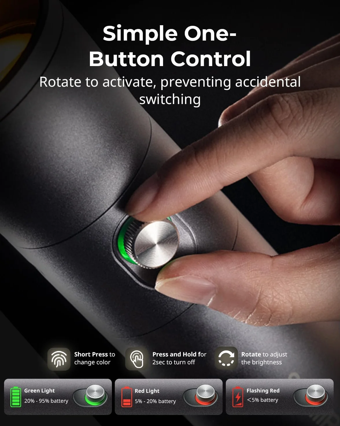SMALLRIG RGB LED Photography Flashlight, 7500mAh, Stop Aluminium, Wzorzyste światło Otoczenia, 4-kolorowe światło Wypełniające z 20 Wzorzystymi Filtrami światła, Akcesoria RF10C - 4634 | Lampa nastrojowa ze stopu aluminium, wypełnij światło z 20 filtrami