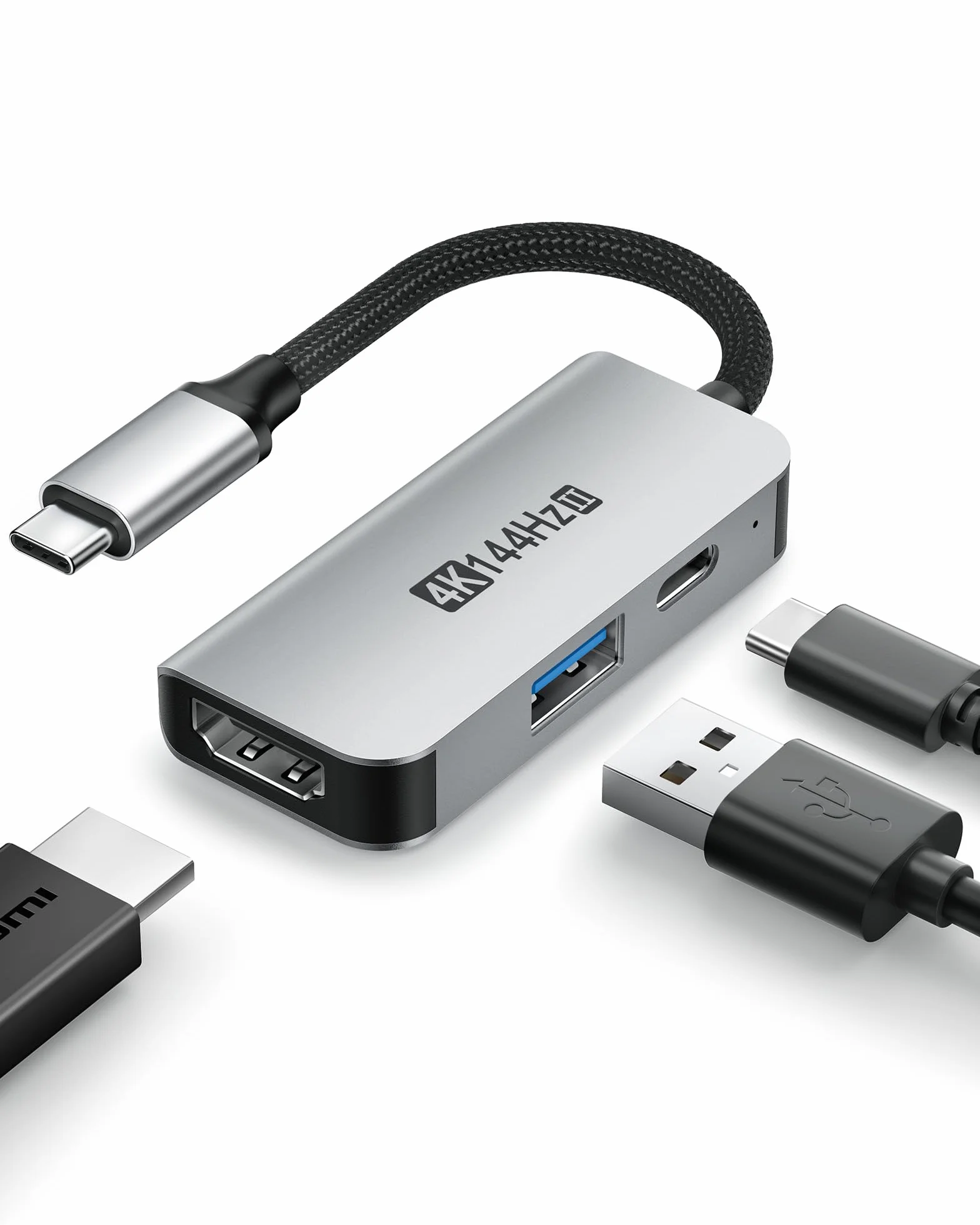 2-portowy adapter HDMI 2.1, ultra 4K 144 Hz 120 Hz HDR i 48 Gb/s, szybkie ładowanie PD 100 W, przenośna podróżna stacja dokująca do telewizora, kompatybilna z Nintendo Switch 2 (tylko poniżej