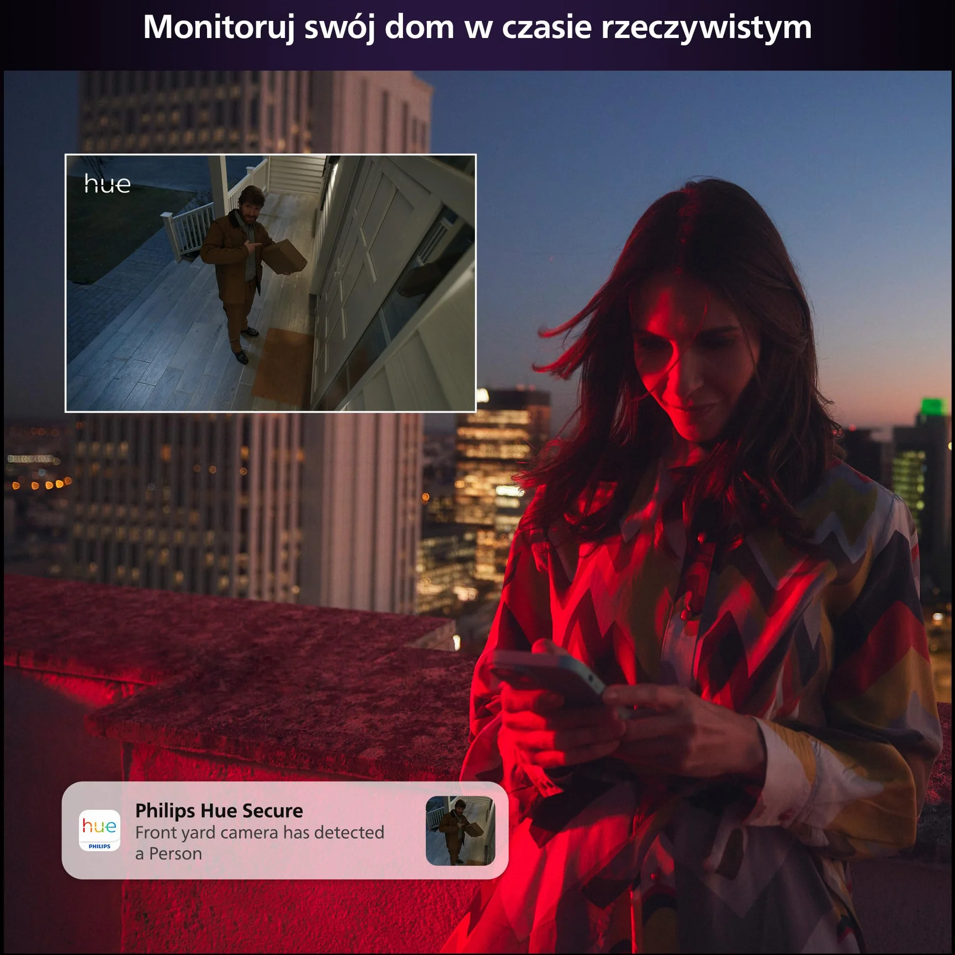 Philips Hue Kamera Raven zasilana baterią akumulatorową biała