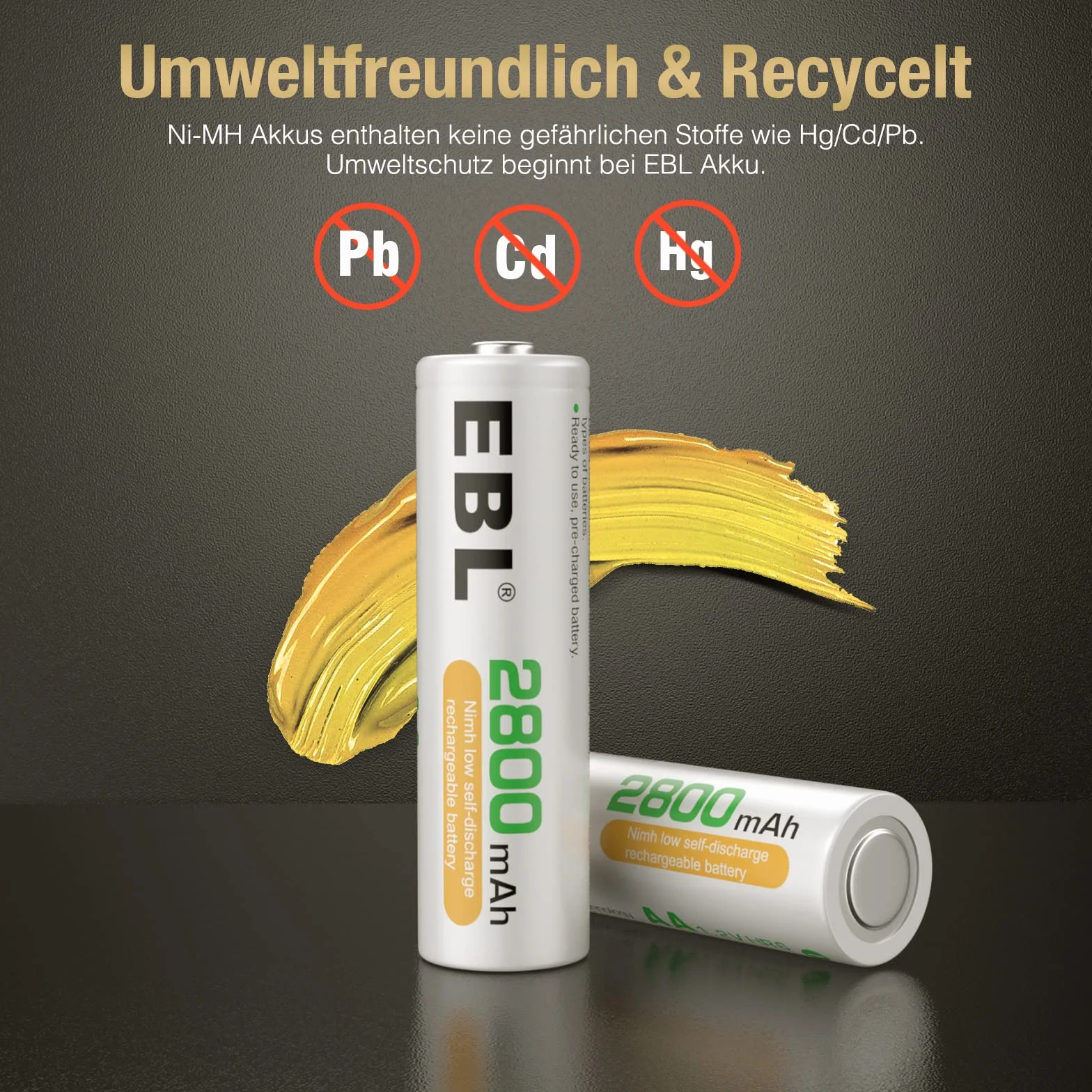 EBL AA akumulator 2800mAh, akumulatory NiMH o wysokiej pojemności z pudełkiem do przechowywania, 4 sztuki