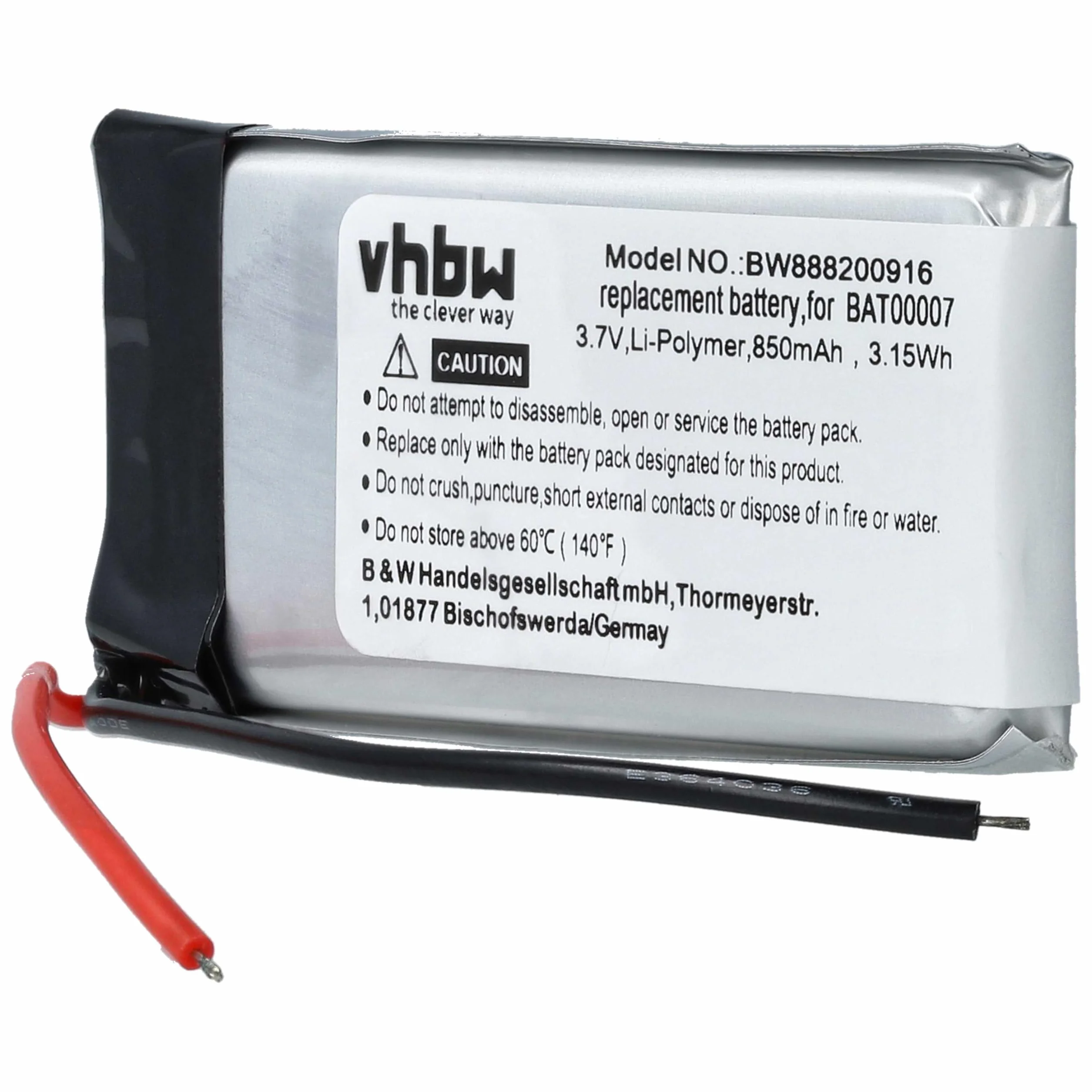 vhbw Akumulator pasujący do Cardo Packtalk Duo, Scala Rider Packtalk (850 mAh, 3,7 V, litowo-polimerowy)