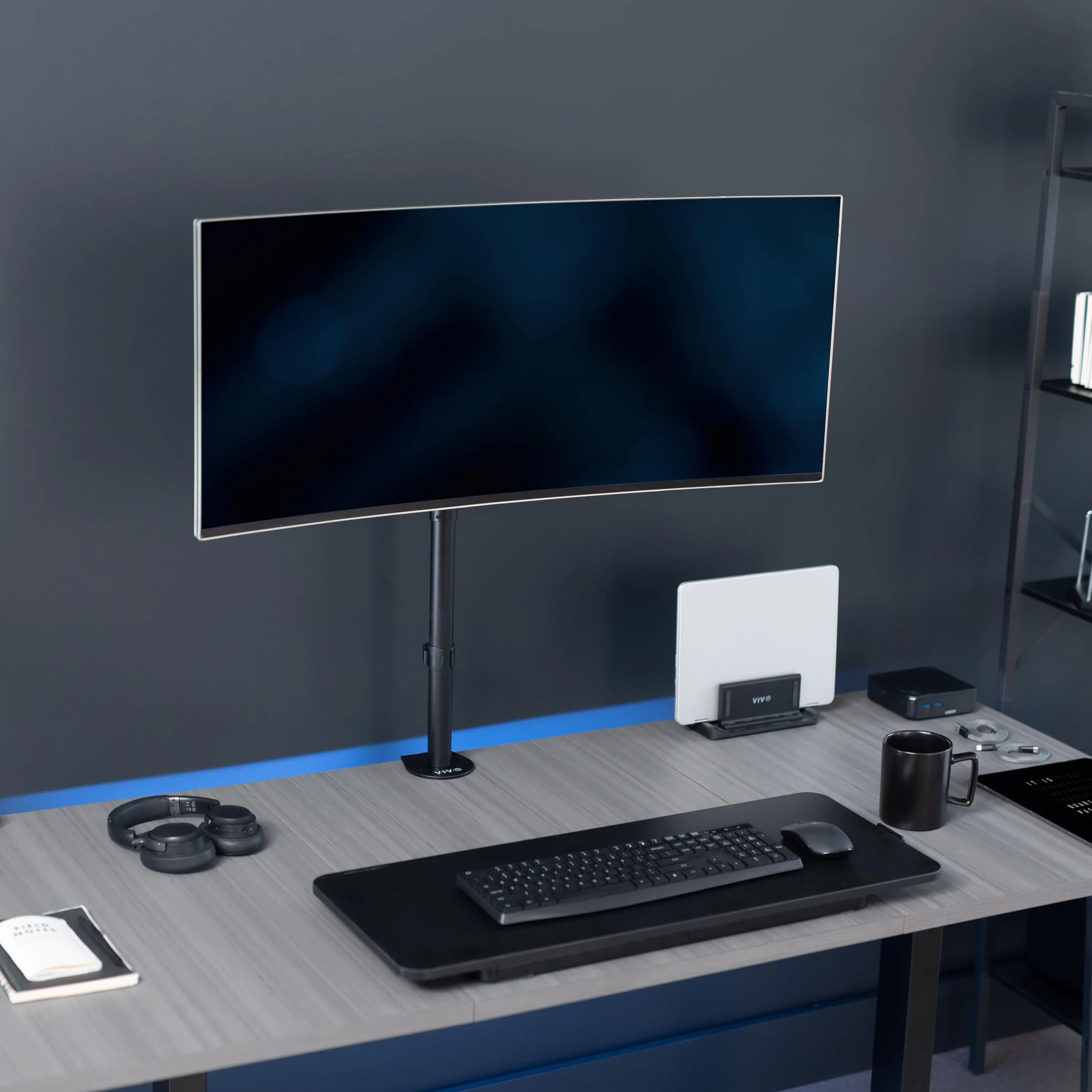 VIVO Uchwyt biurkowy na pojedynczy monitor, bardzo wysoki, w pełni regulowany stojak na 1 ekran LCD do 32 cali, ultraszerokie ekrany do 38", pojemność 10 kg, STAND-V001T