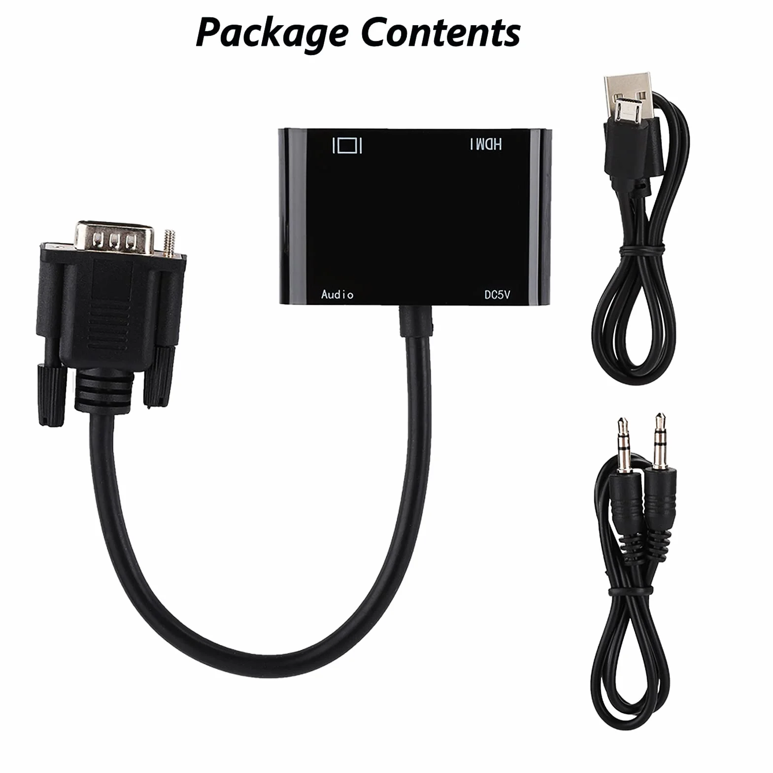 Adapter VGA na HDMI 1080P konwerter z dźwiękiem stereo 3.5 mm do telewizora laptopa monitora