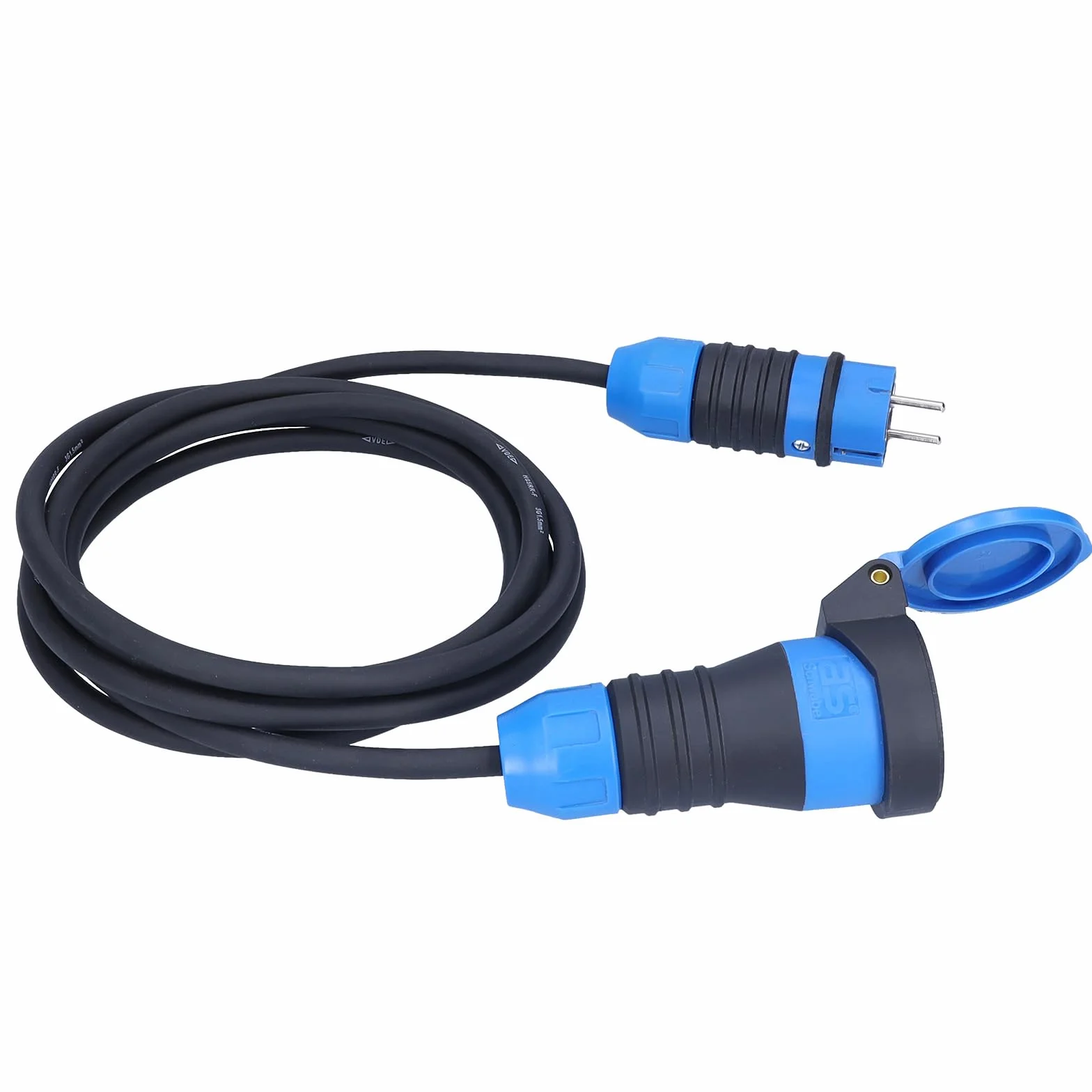 as - Schwabe DuroConn przedłużacz 25 m, H07RN-F 3G1,5, IP54, na zewnątrz, plac budowy, 230 V, 16 A, 3500 W, ze wskaźnikiem napięcia i pokrywą z klapką
